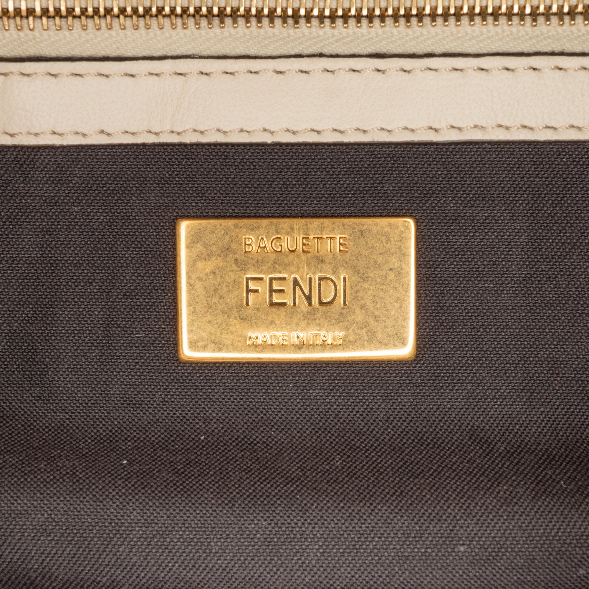 White Fendi Bicolor Leather Chain Midi Baguette Shoulder Bag