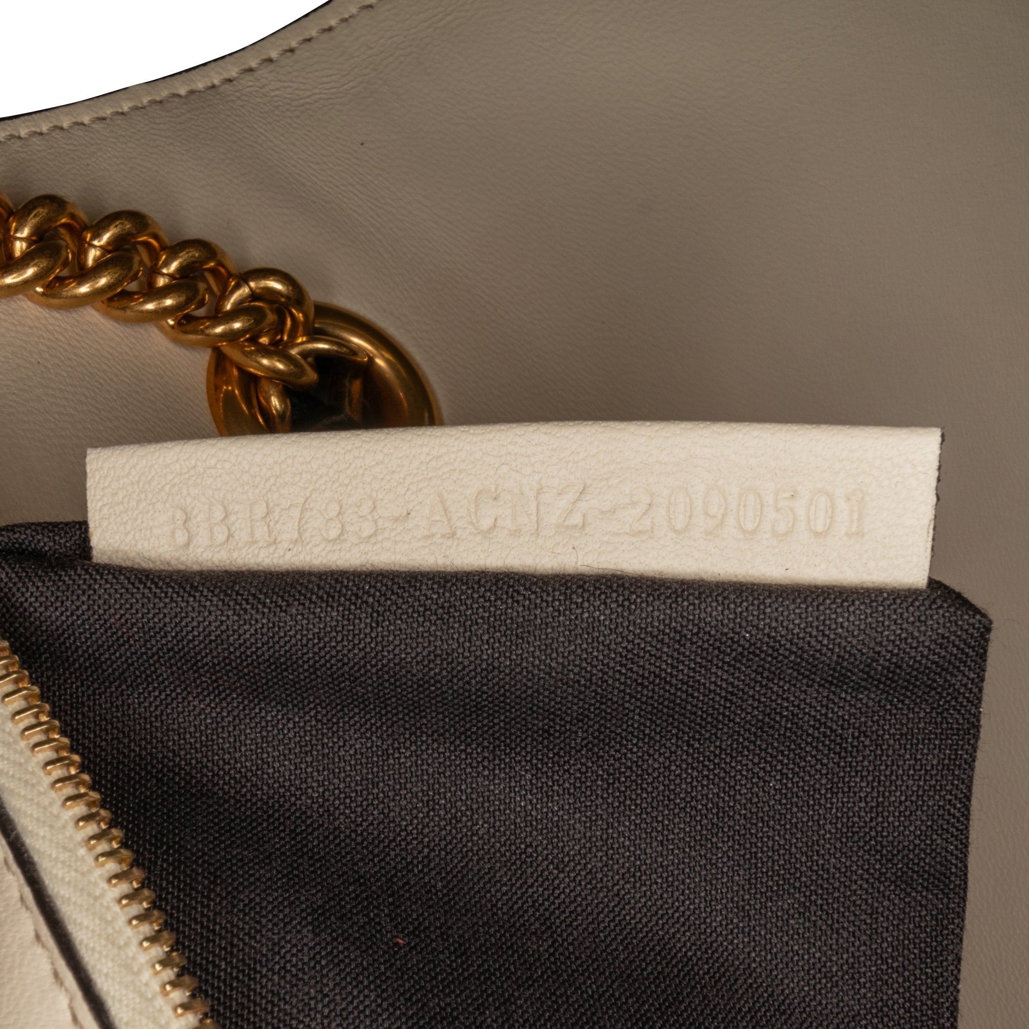 White Fendi Bicolor Leather Chain Midi Baguette Shoulder Bag
