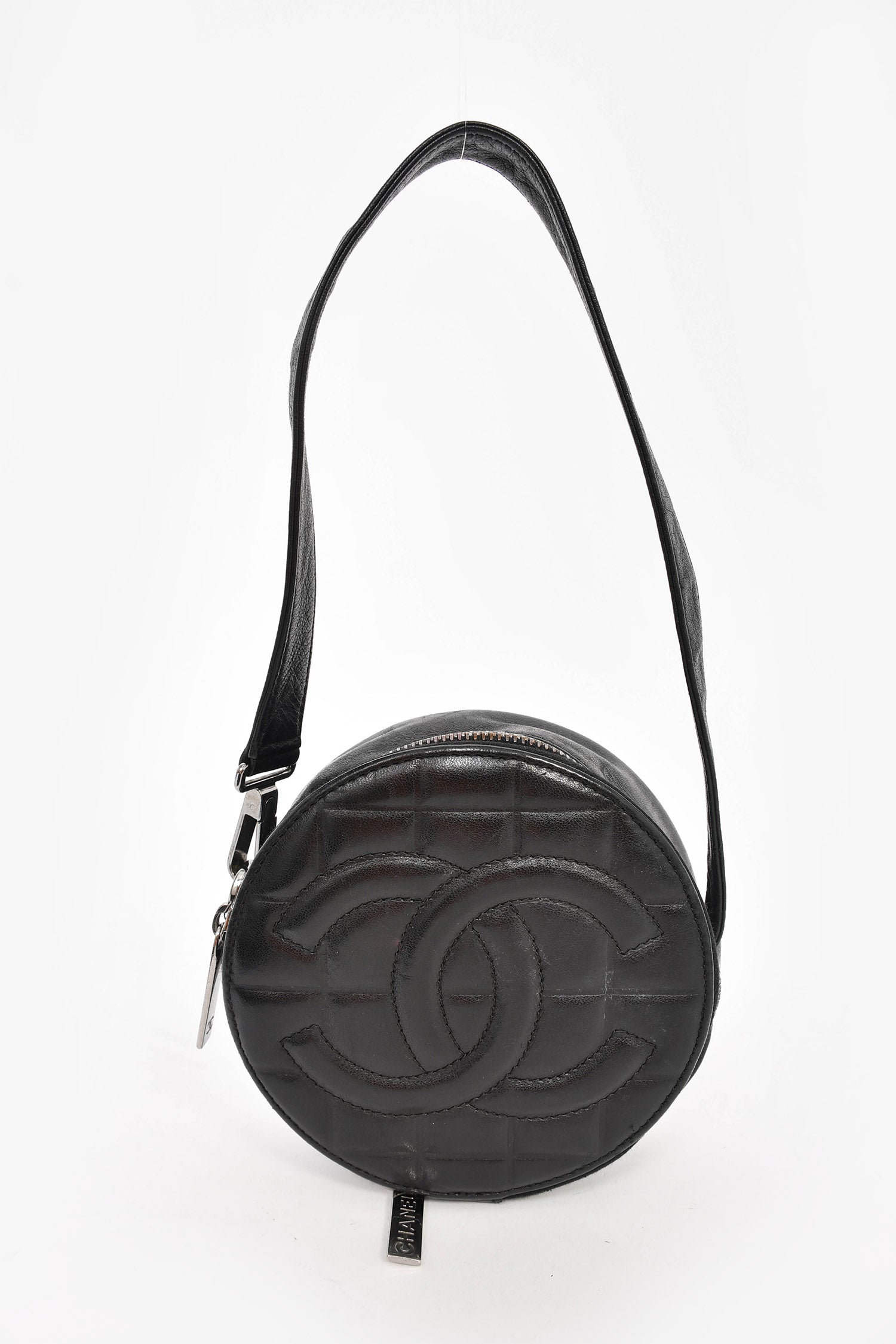 Chanel™ 2003/2004 Black Leather Round CC Shoulder Bag