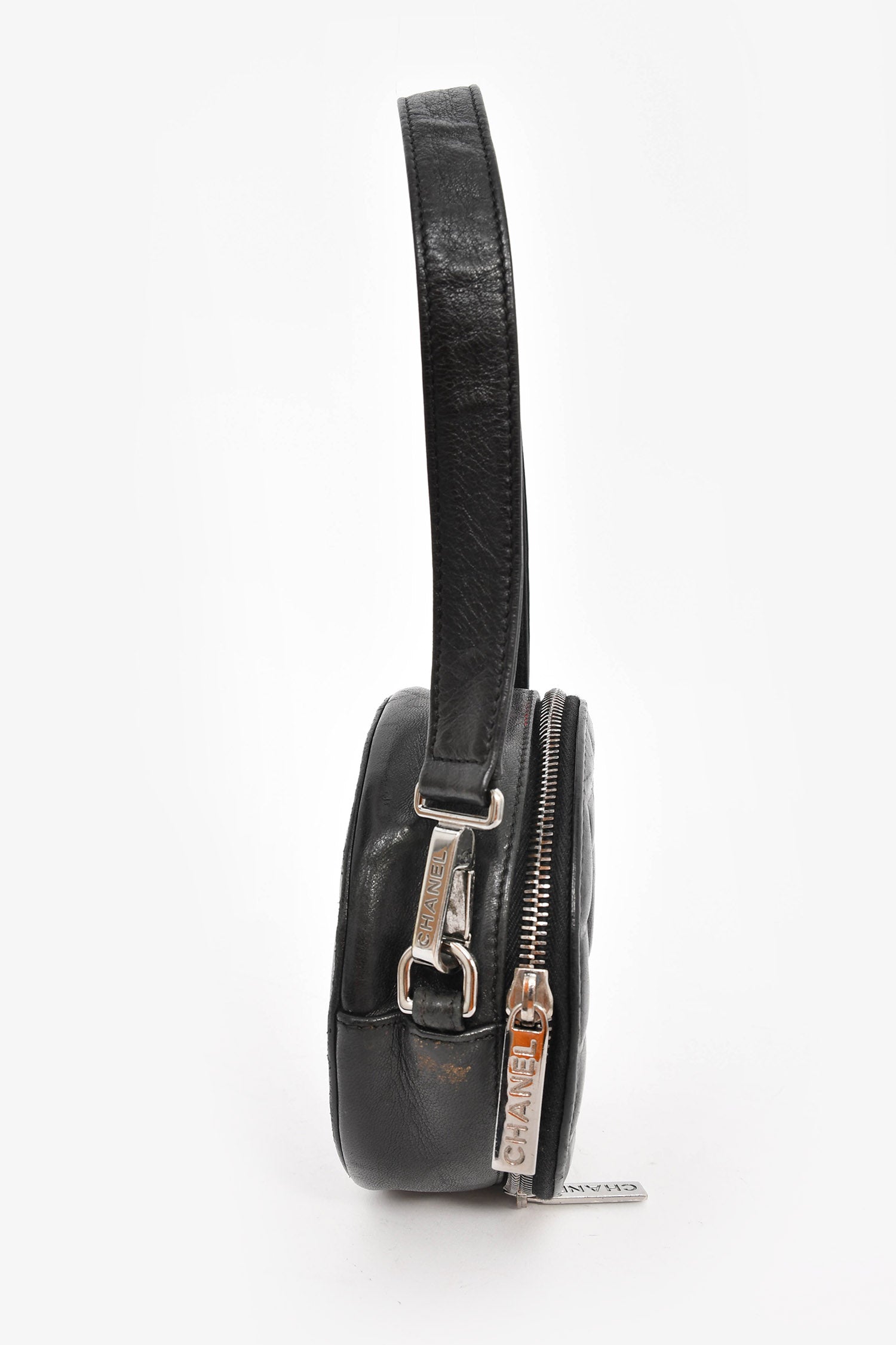 Chanel™ 2003/2004 Black Leather Round CC Shoulder Bag