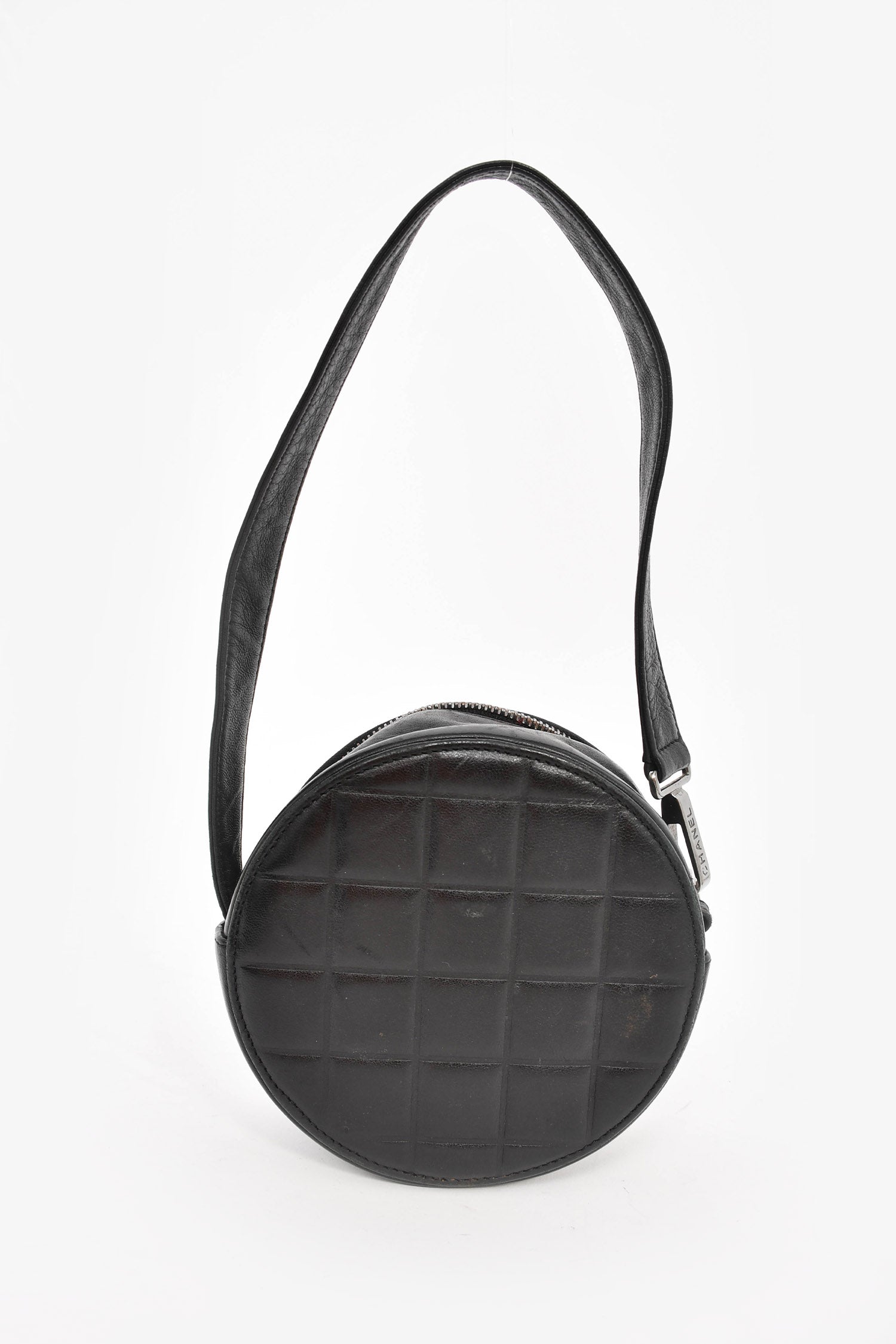 Chanel™ 2003/2004 Black Leather Round CC Shoulder Bag