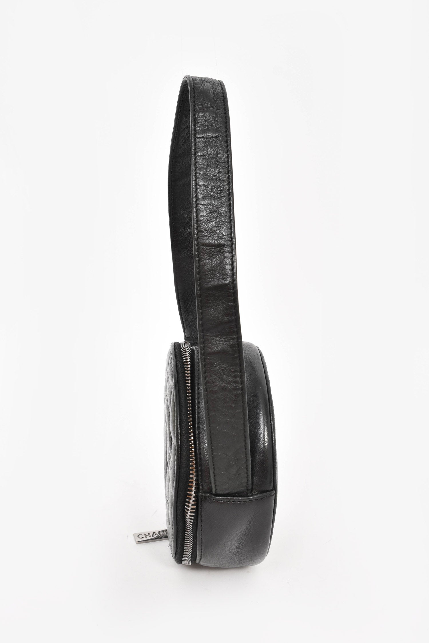 Chanel™ 2003/2004 Black Leather Round CC Shoulder Bag