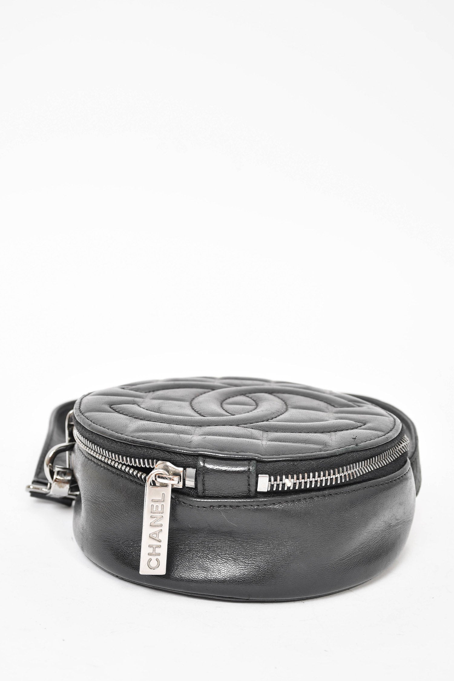 Chanel™ 2003/2004 Black Leather Round CC Shoulder Bag
