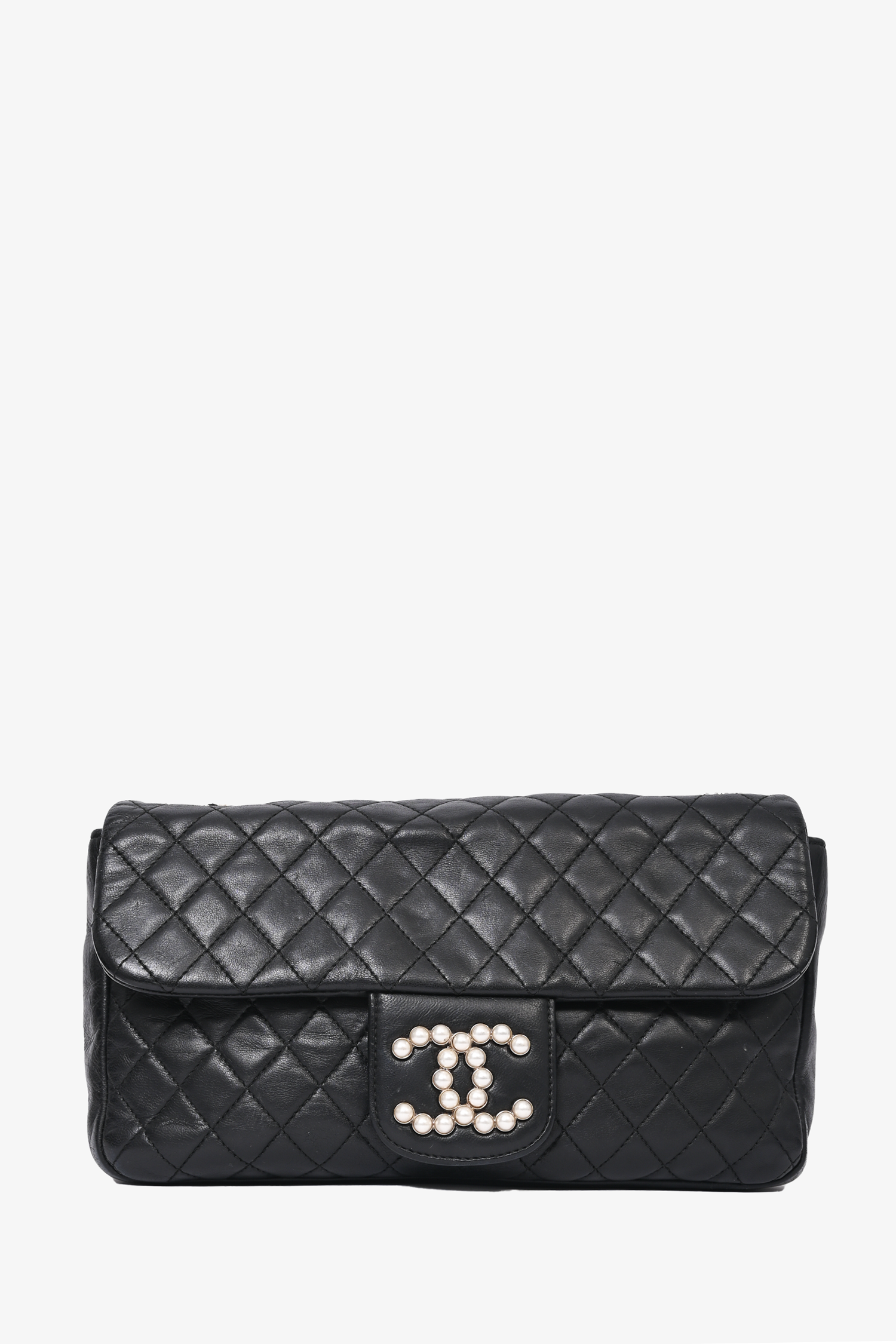 Chanel™ 2008/09 Black Quilted Lambskin Westminster Pearl Strap CC Flap Bag