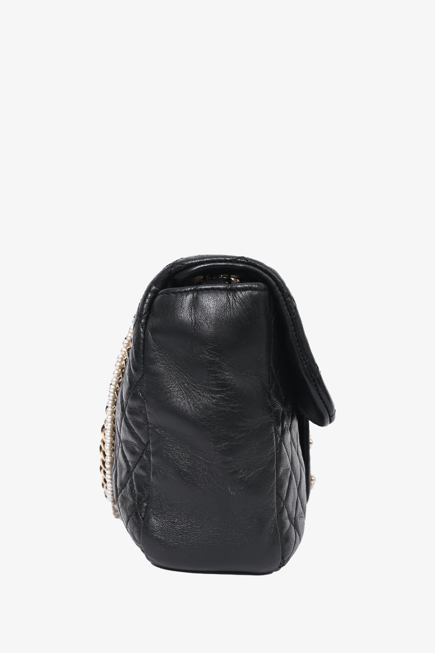 Chanel™ 2008/09 Black Quilted Lambskin Westminster Pearl Strap CC Flap Bag