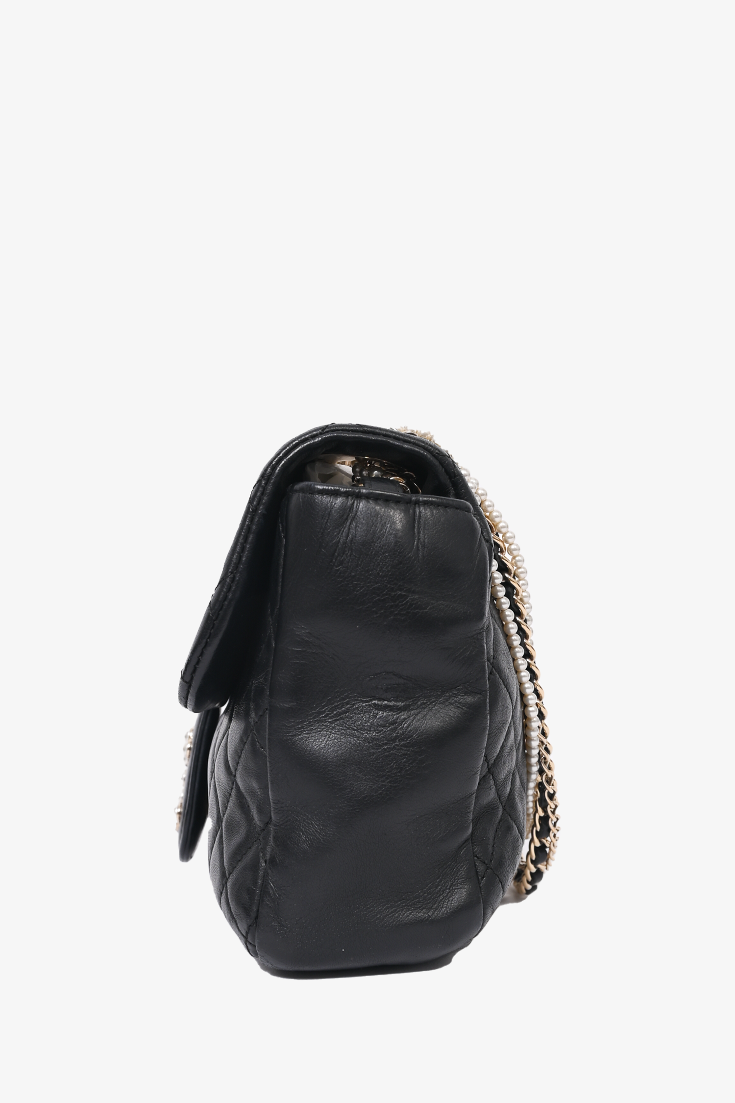 Chanel™ 2008/09 Black Quilted Lambskin Westminster Pearl Strap CC Flap Bag