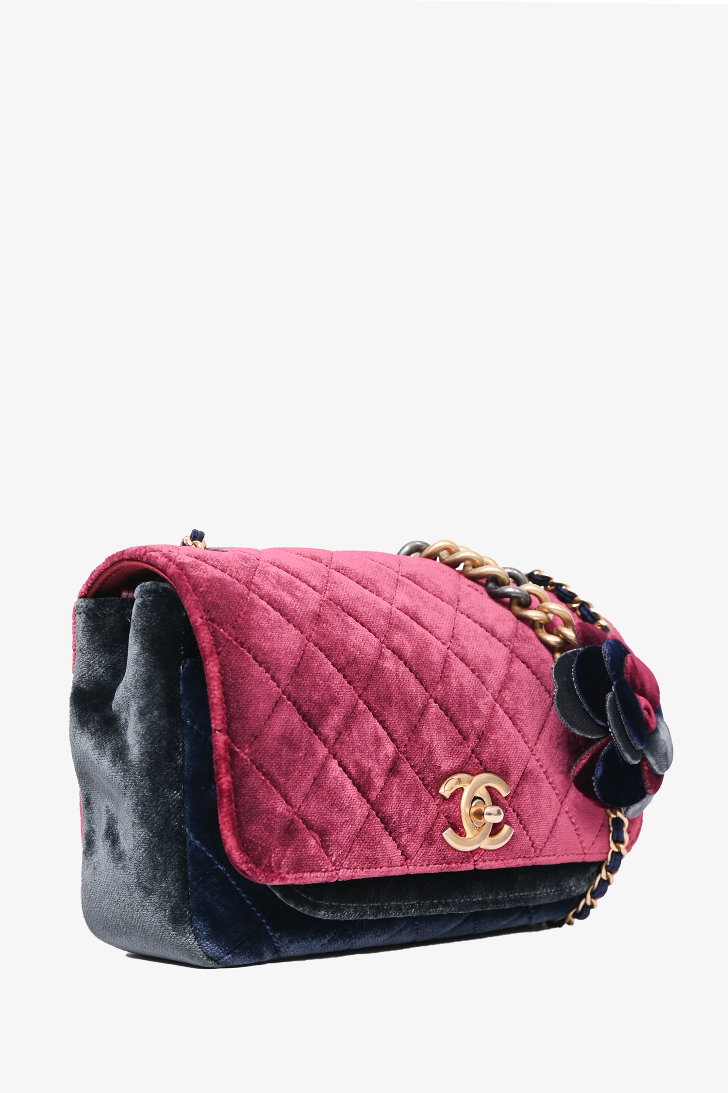 Chanel™ 2017/18 Navy Blue/Red Velvet Paris-Cosmopolite Private Affair Flap Bag
