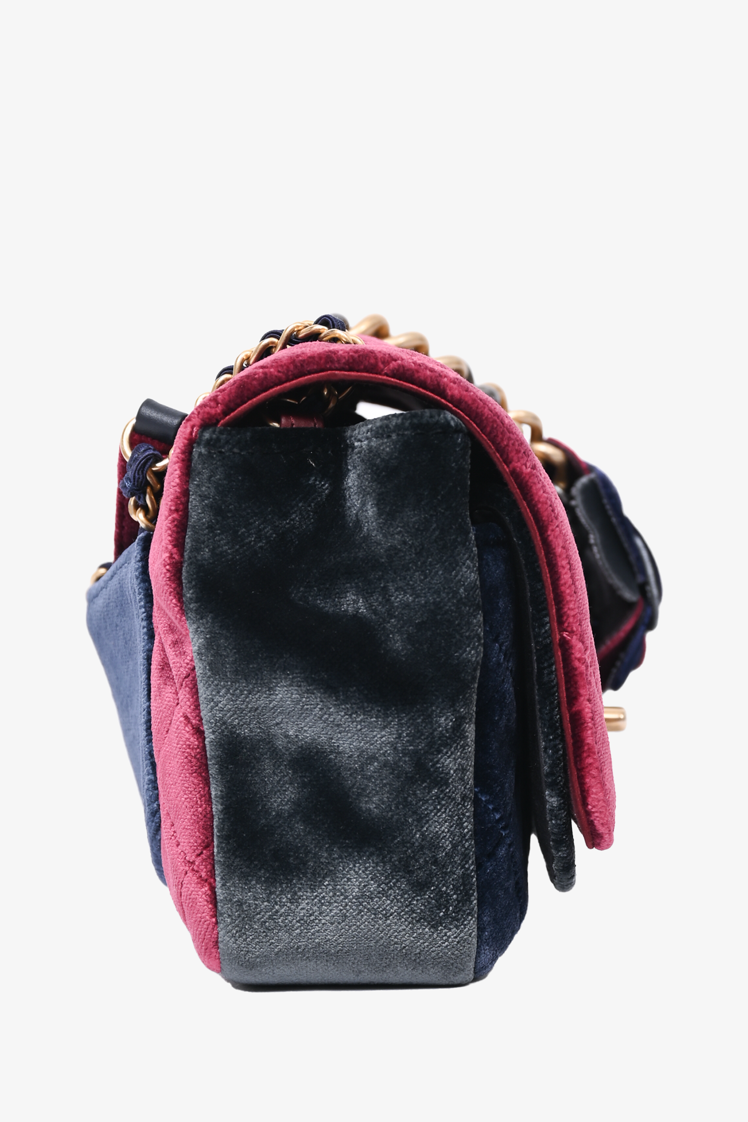 Chanel™ 2017/18 Navy Blue/Red Velvet Paris-Cosmopolite Private Affair Flap Bag