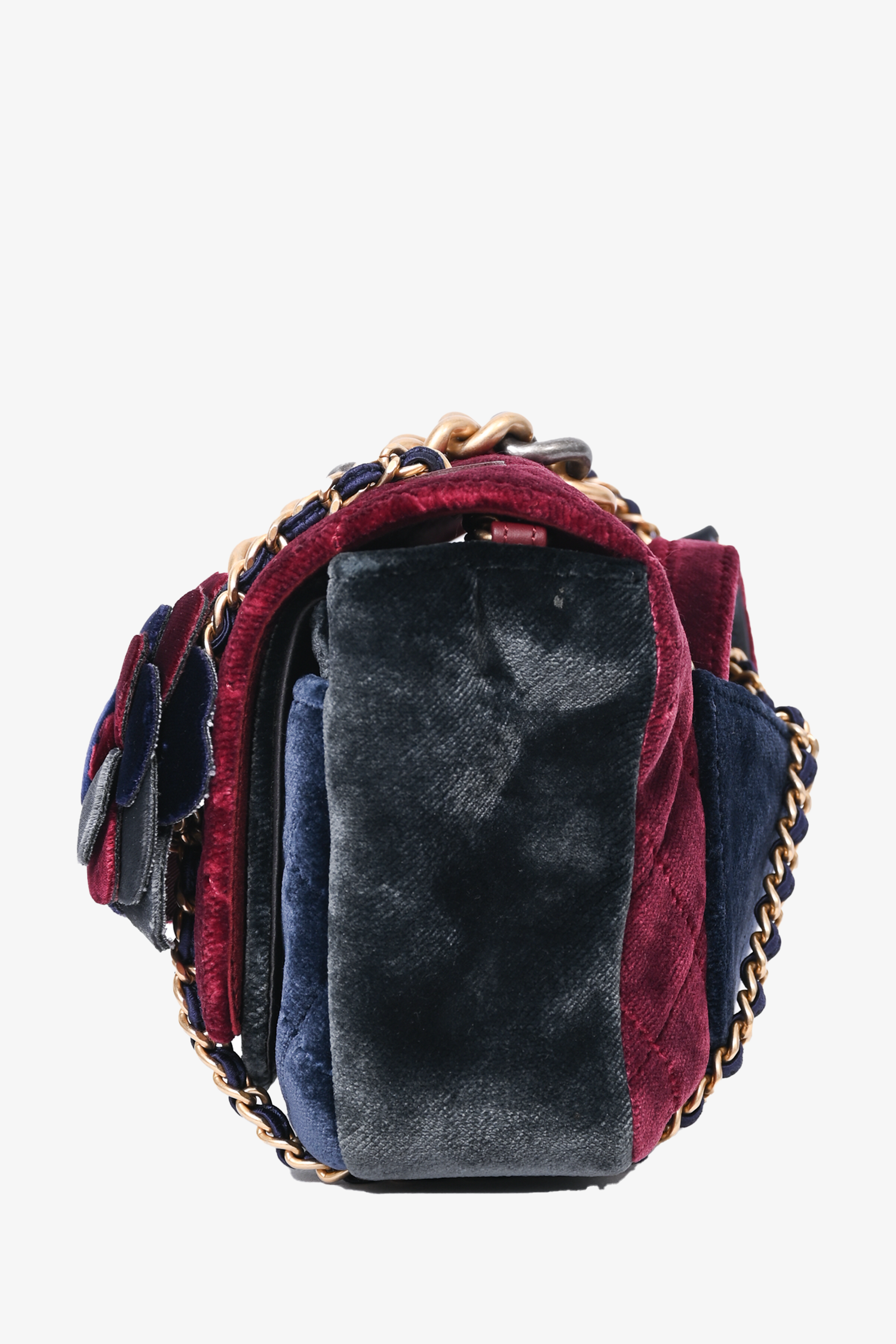 Chanel™ 2017/18 Navy Blue/Red Velvet Paris-Cosmopolite Private Affair Flap Bag