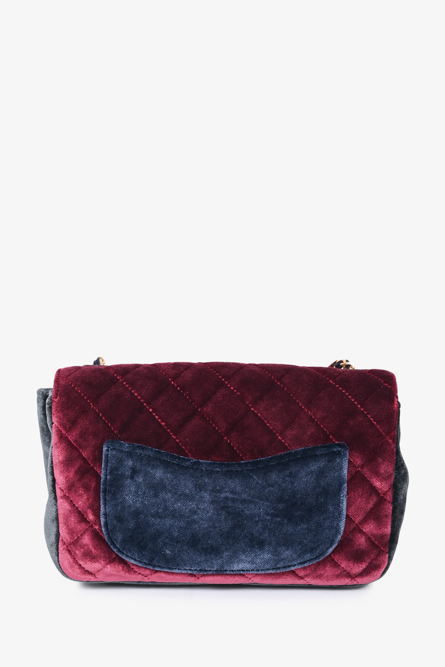Chanel™ 2017/18 Navy Blue/Red Velvet Paris-Cosmopolite Private Affair Flap Bag