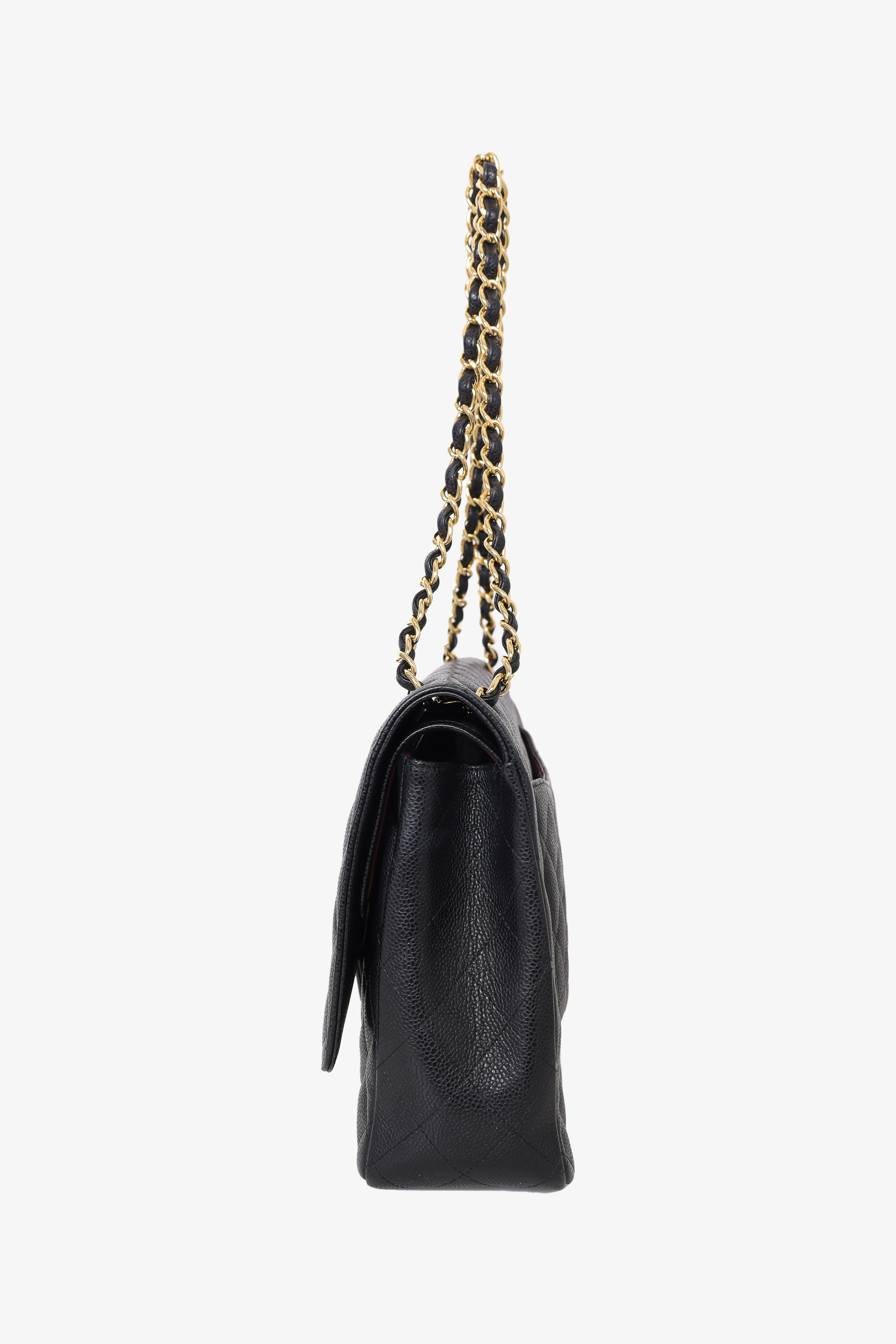 Chanel™ 2017 Black Caviar Leather Maxi Double Flap Bag