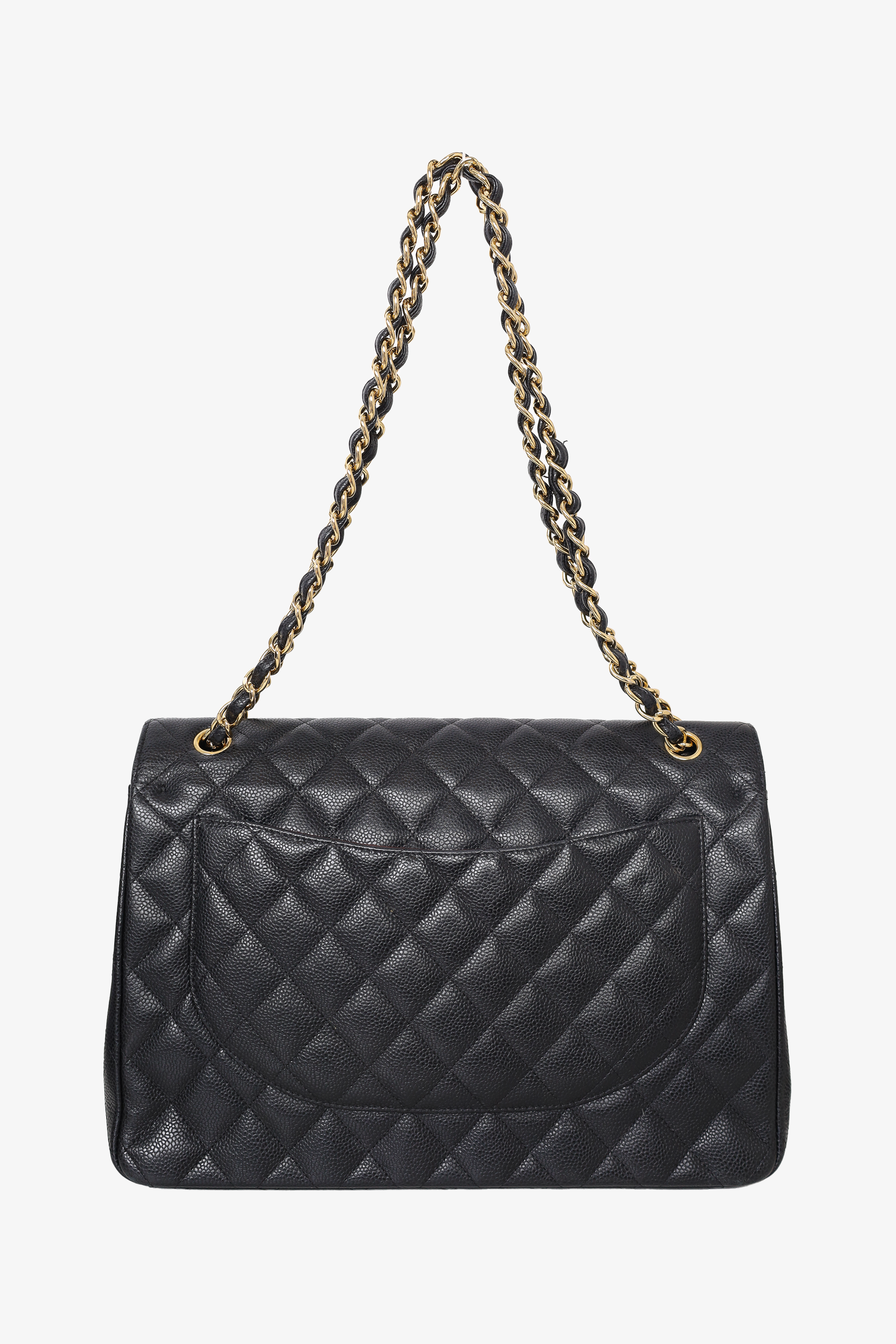 Chanel™ 2017 Black Caviar Leather Maxi Double Flap Bag