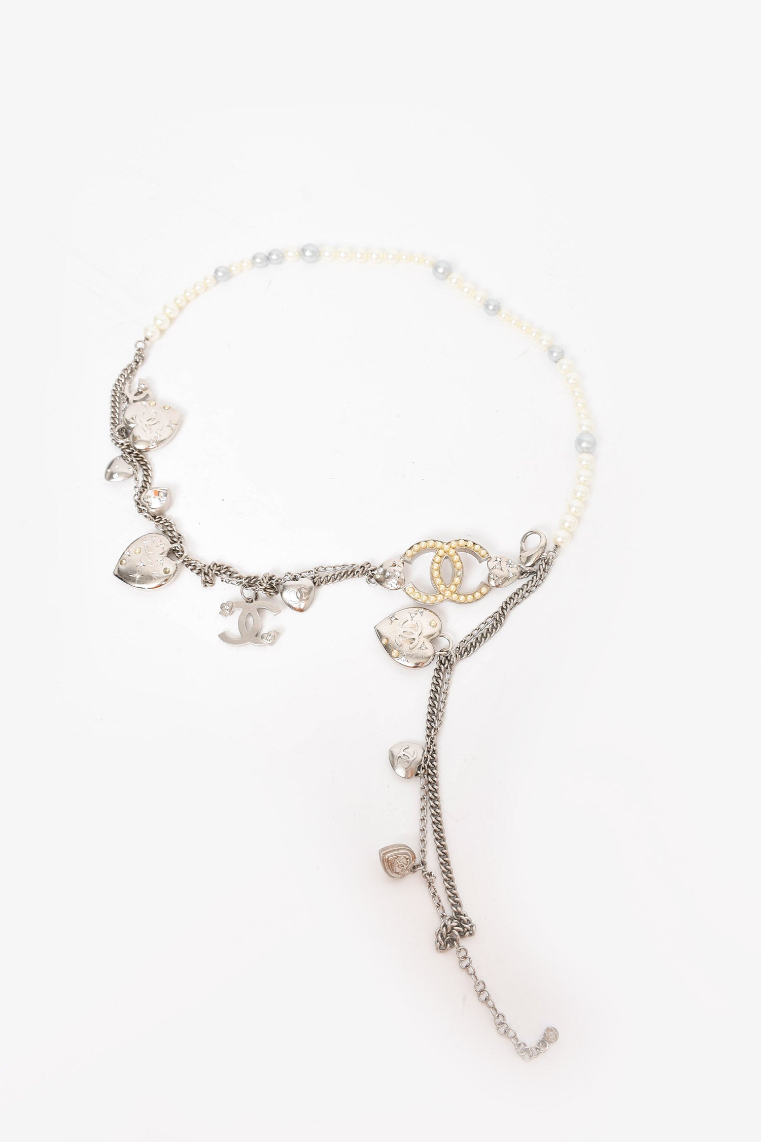 Chanel™ Silver/Pearl Multi-Chain Charm Belt
