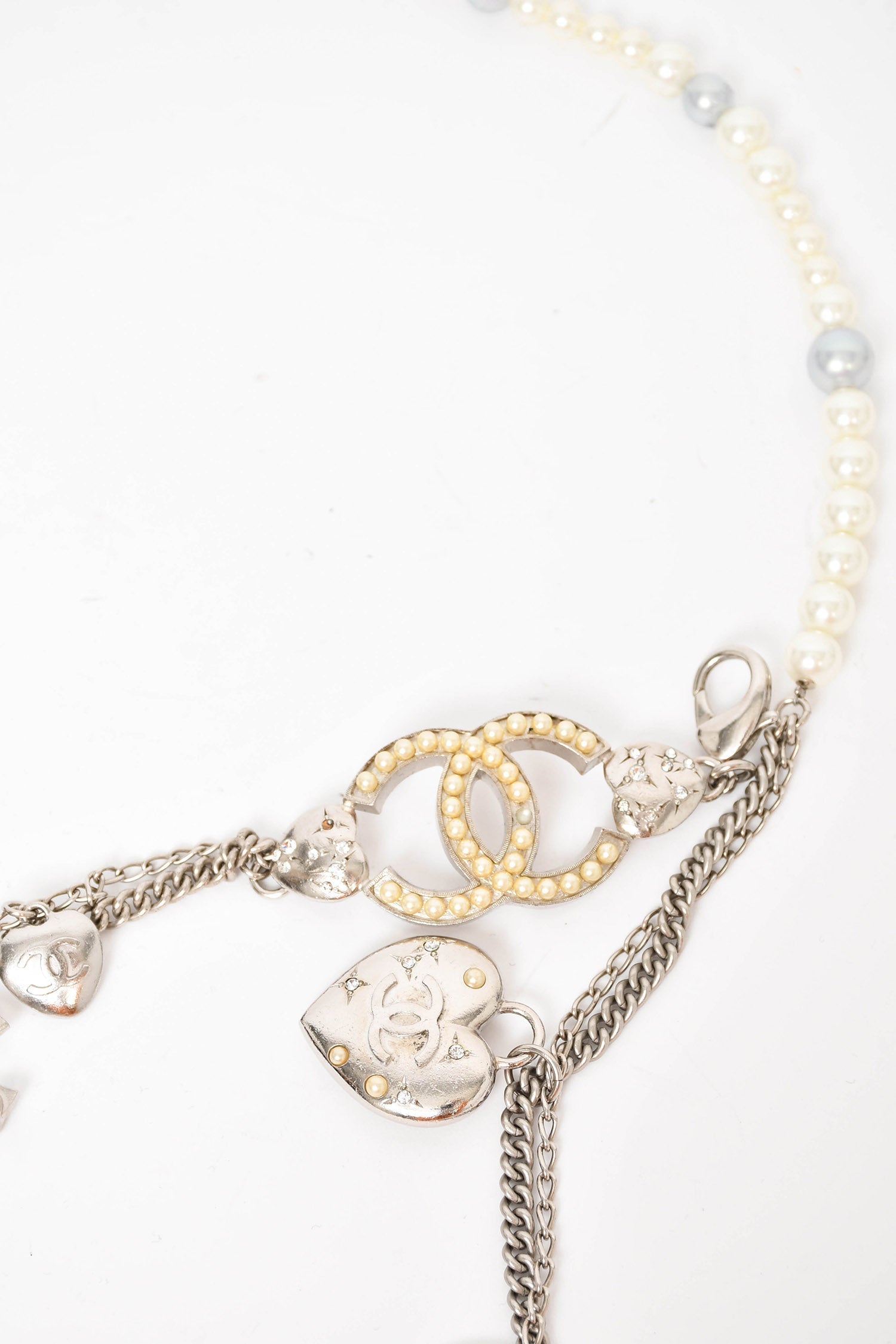 Chanel™ Silver/Pearl Multi-Chain Charm Belt