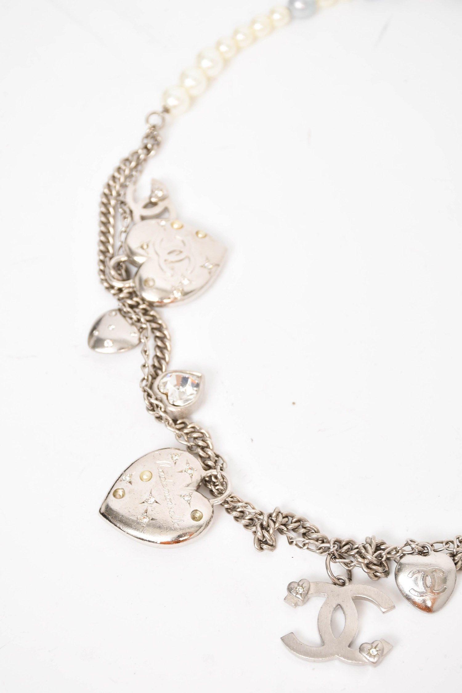 Chanel™ Silver/Pearl Multi-Chain Charm Belt