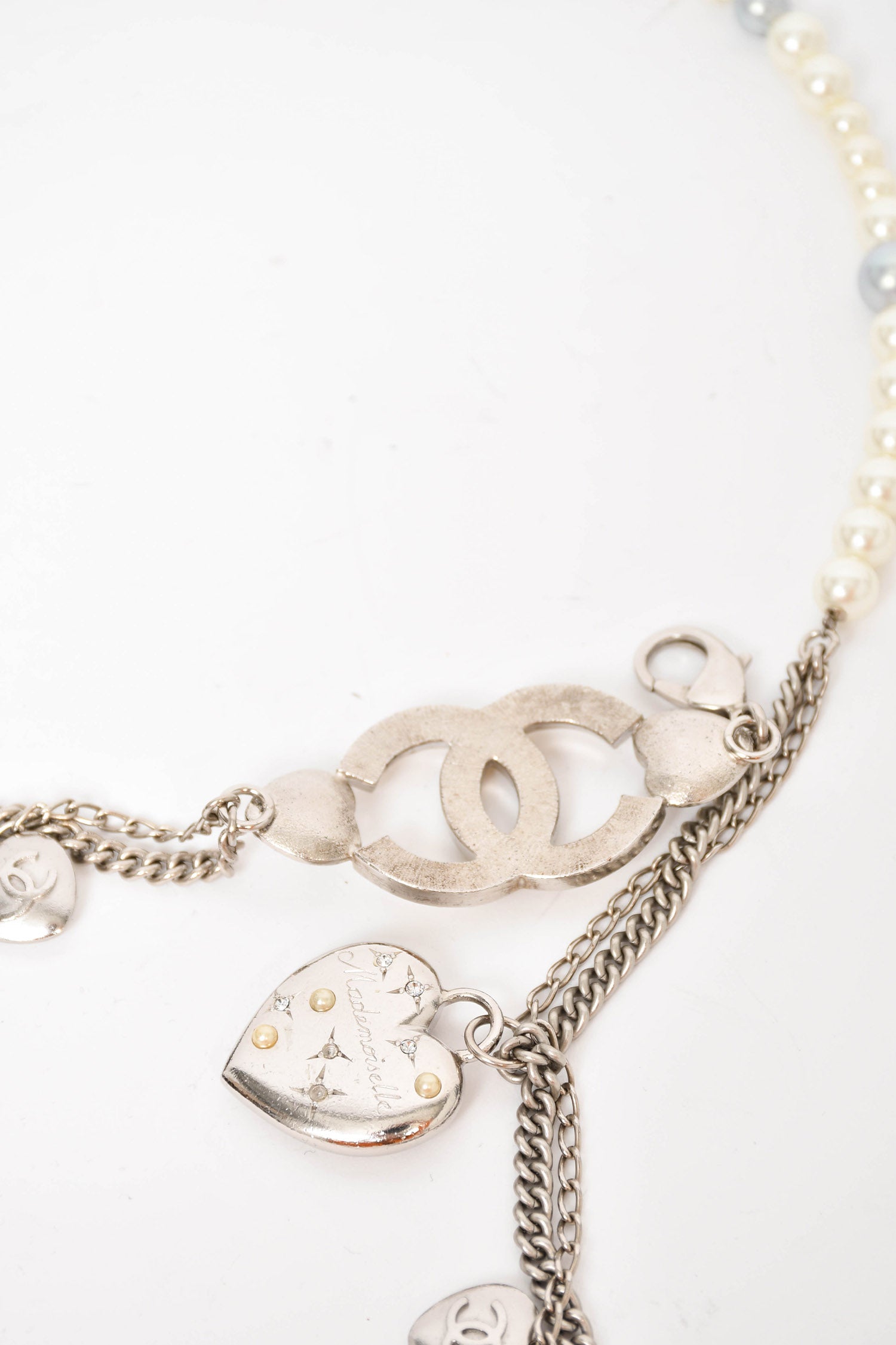Chanel™ Silver/Pearl Multi-Chain Charm Belt