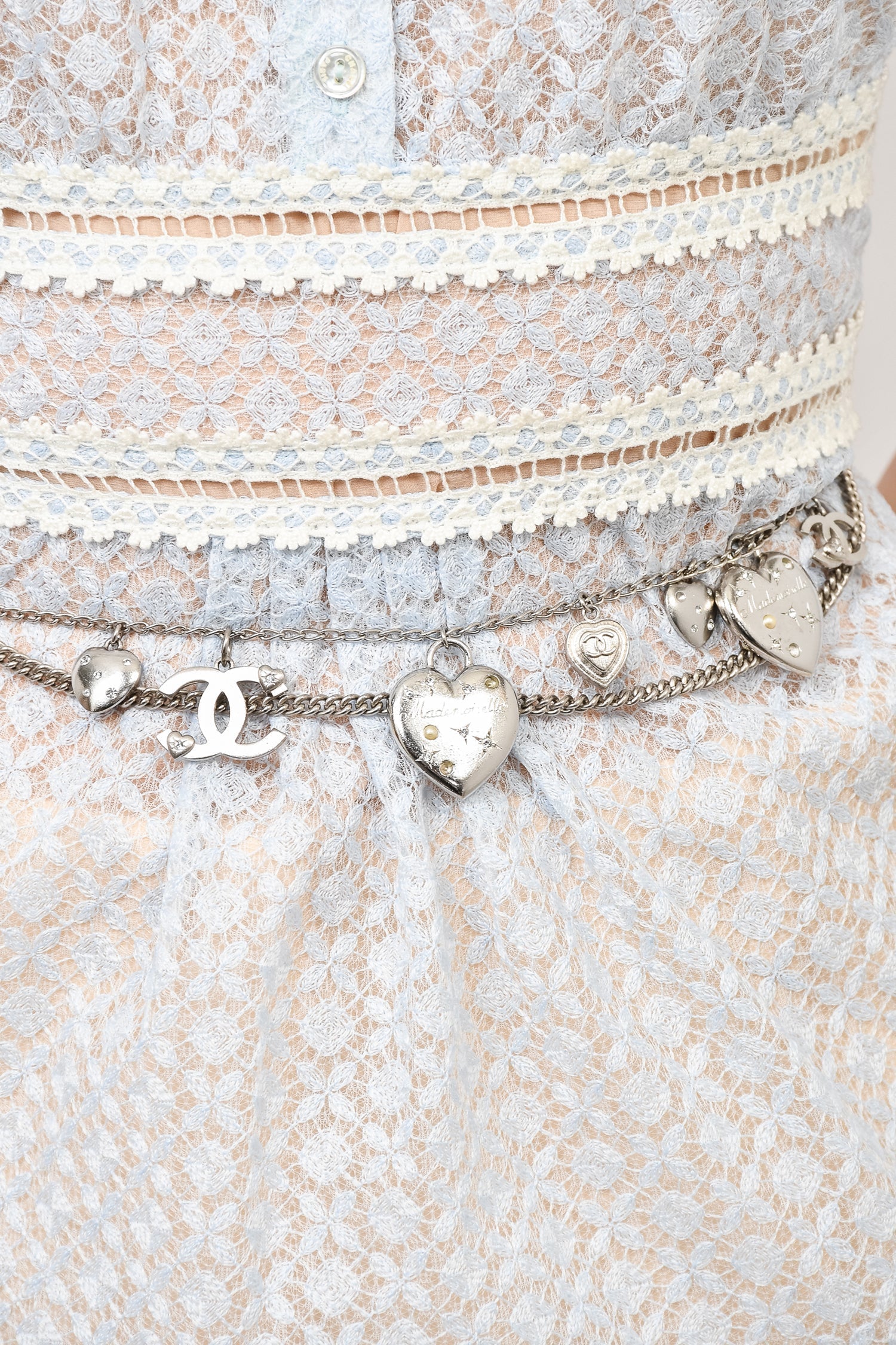 Chanel™ Silver/Pearl Multi-Chain Charm Belt