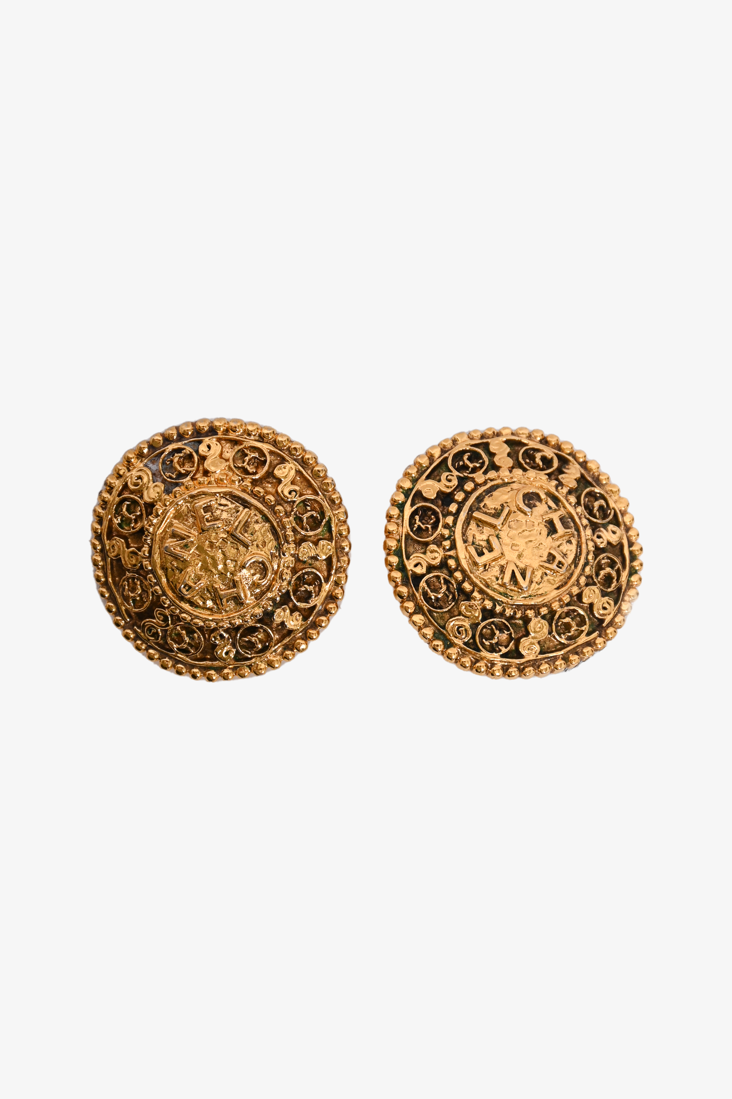 Chanel™ Gold Plated Large Circle Clip-On Earrings