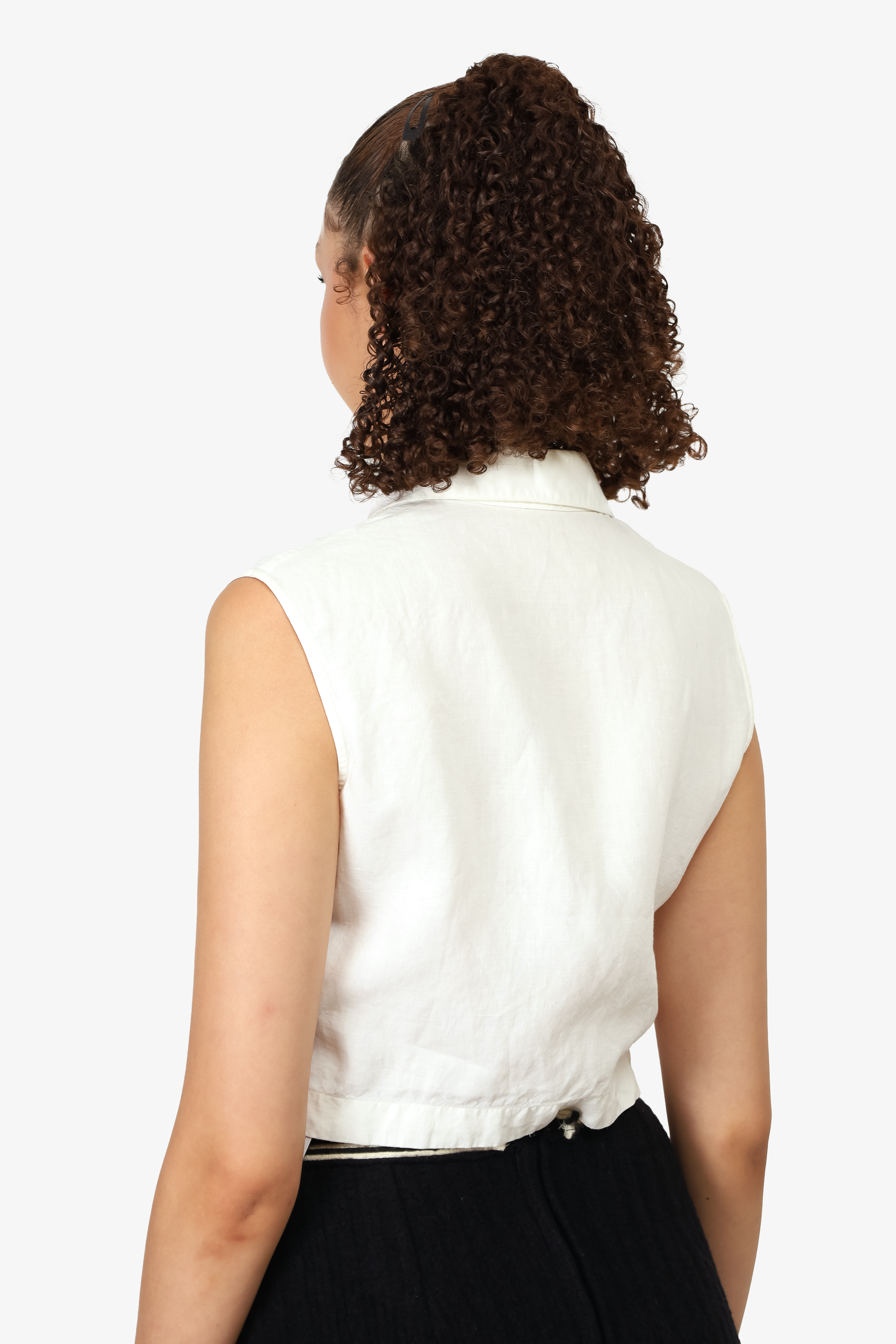 Chanel™ White Linen Sleeveless Shirt Size 36