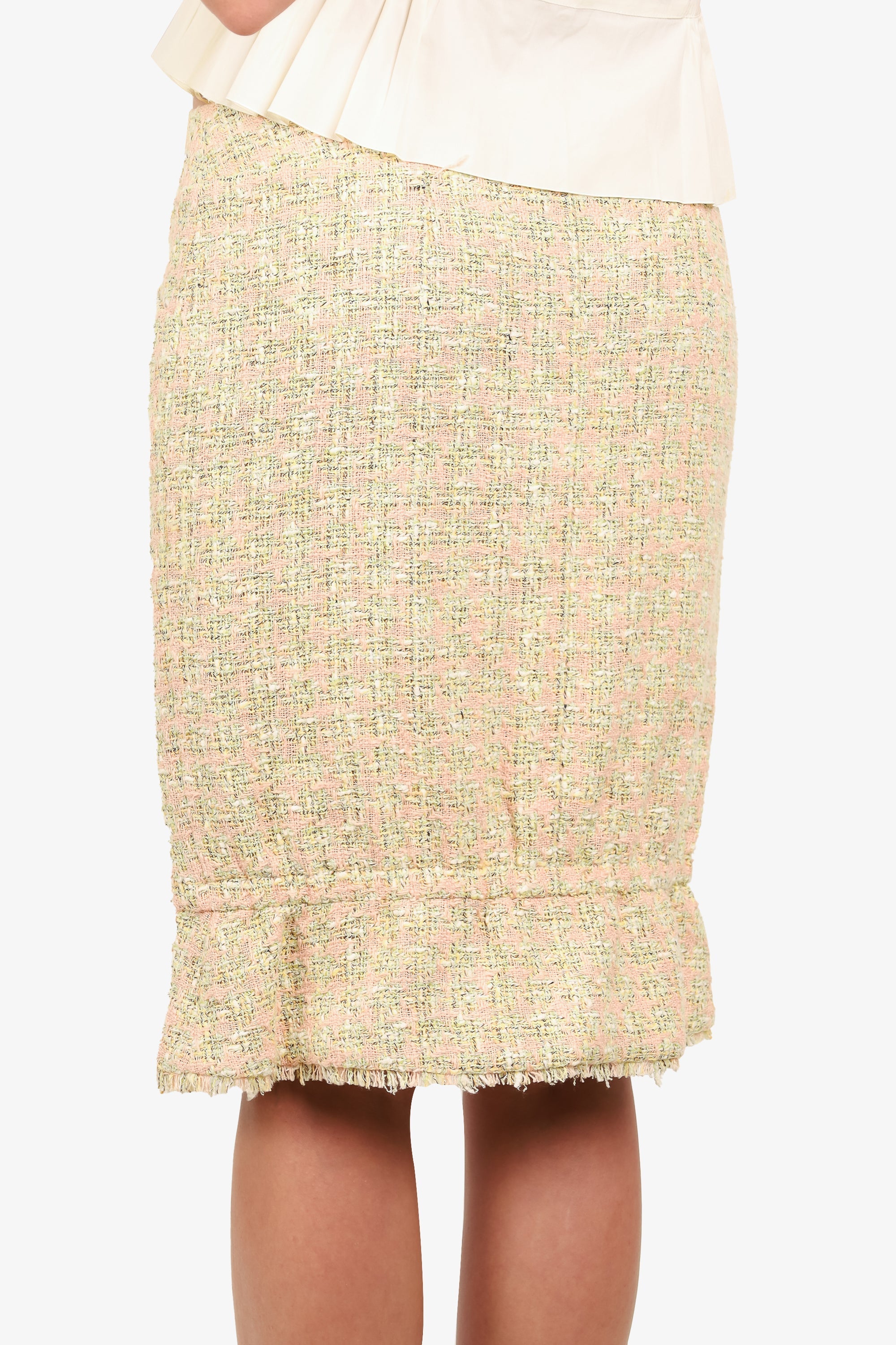 Chanel™ Yellow/Pink Tweed Skirt Size 42