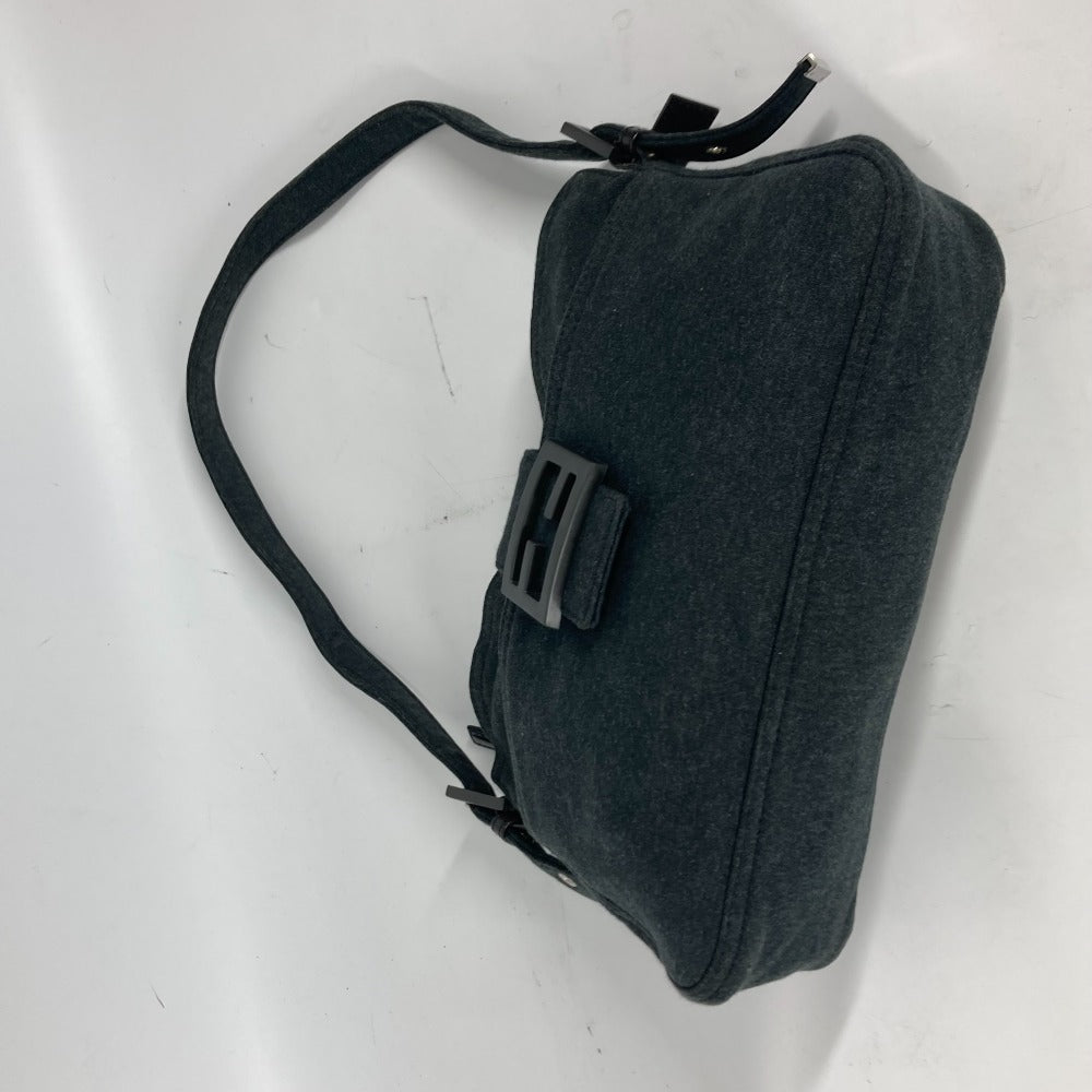 FENDI Shoulder Bag Jersey gray Mamma Bucket logo Women Used