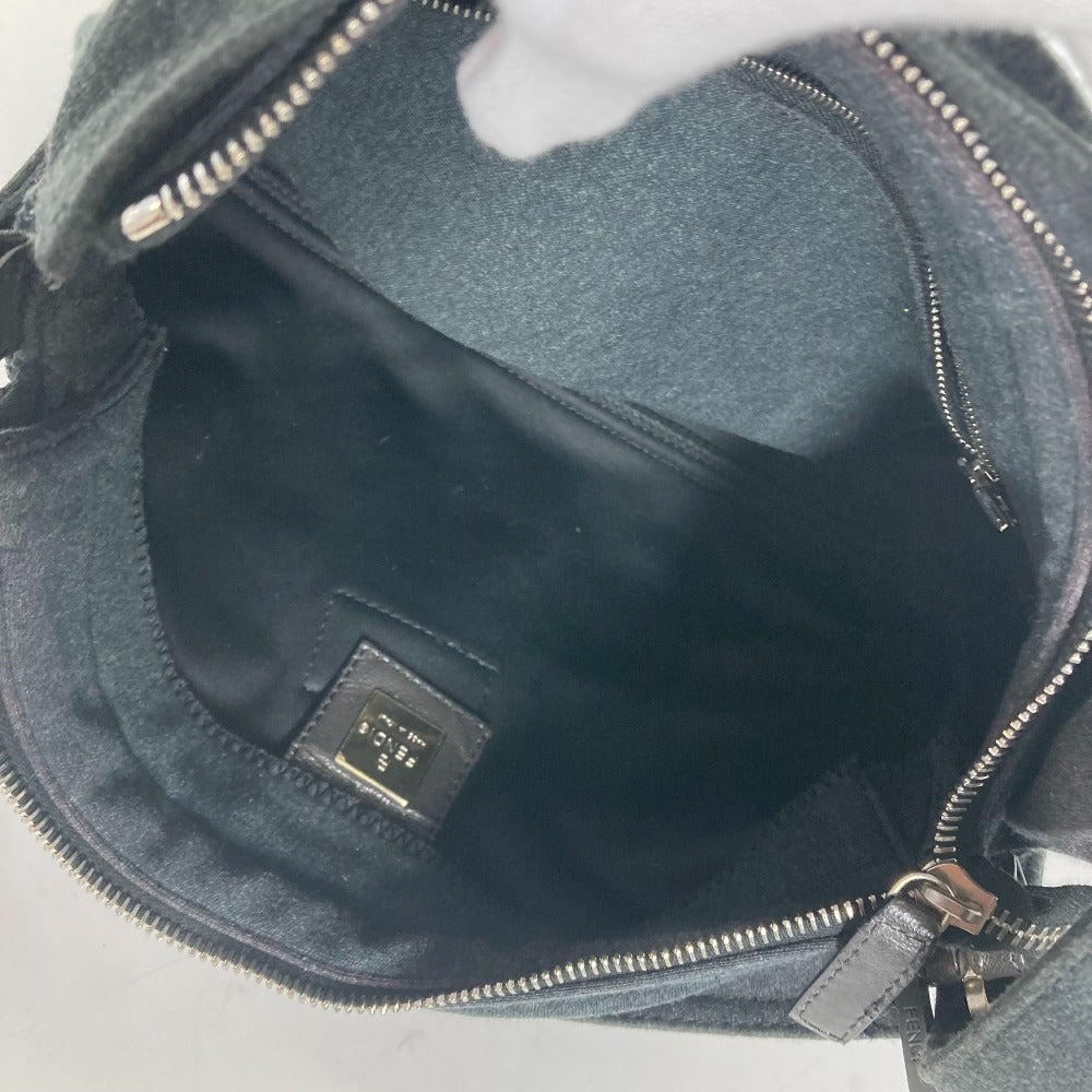 FENDI Shoulder Bag Jersey gray Mamma Bucket logo Women Used