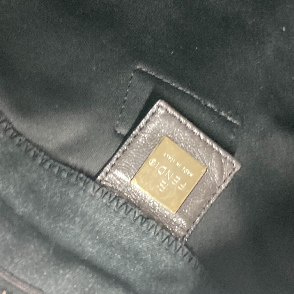 FENDI Shoulder Bag Jersey gray Mamma Bucket logo Women Used