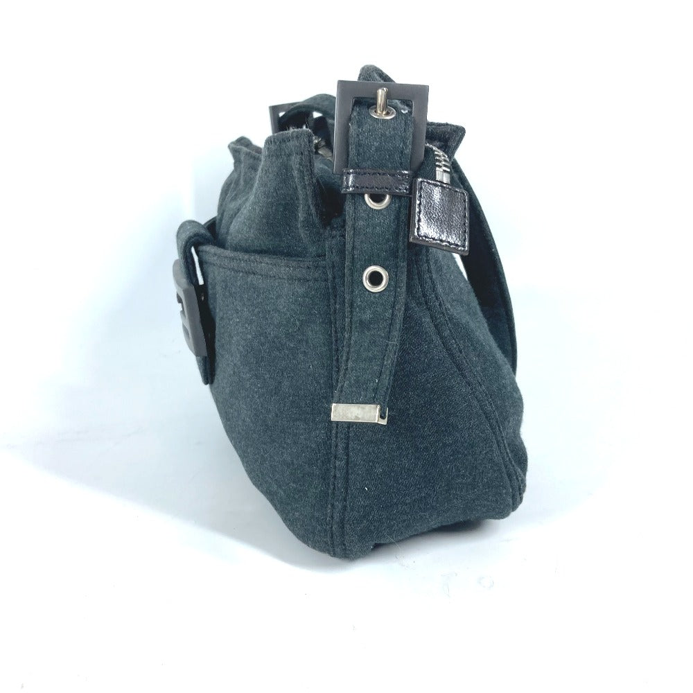 FENDI Shoulder Bag Jersey gray Mamma Bucket logo Women Used