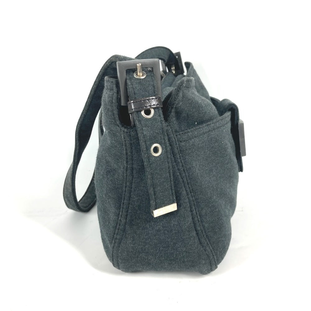 FENDI Shoulder Bag Jersey gray Mamma Bucket logo Women Used