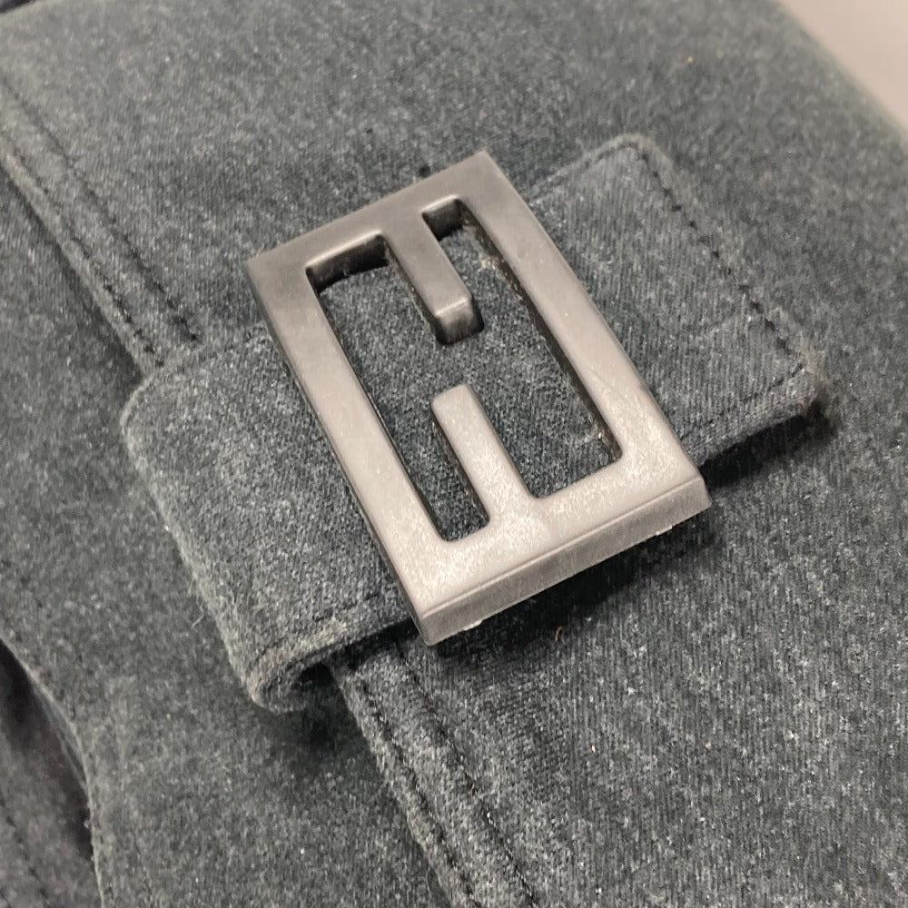 FENDI Shoulder Bag Jersey gray Mamma Bucket logo Women Used