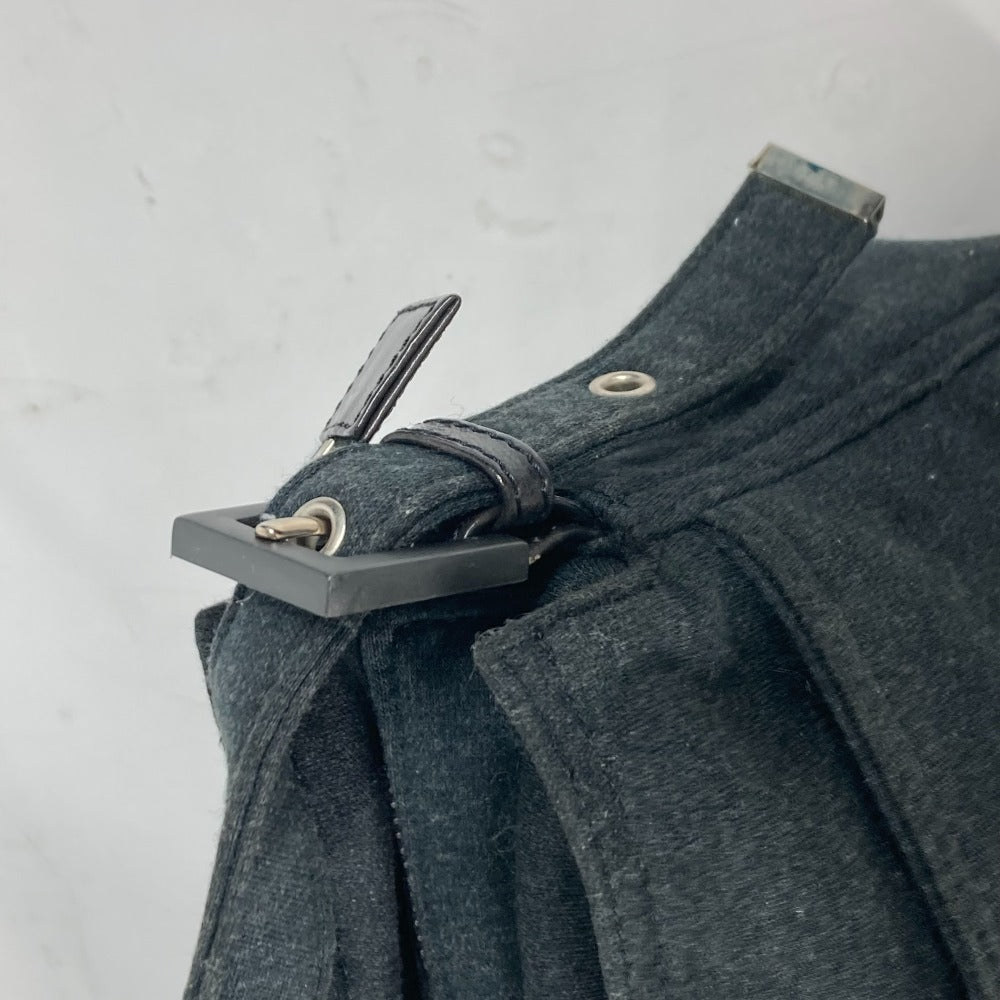 FENDI Shoulder Bag Jersey gray Mamma Bucket logo Women Used