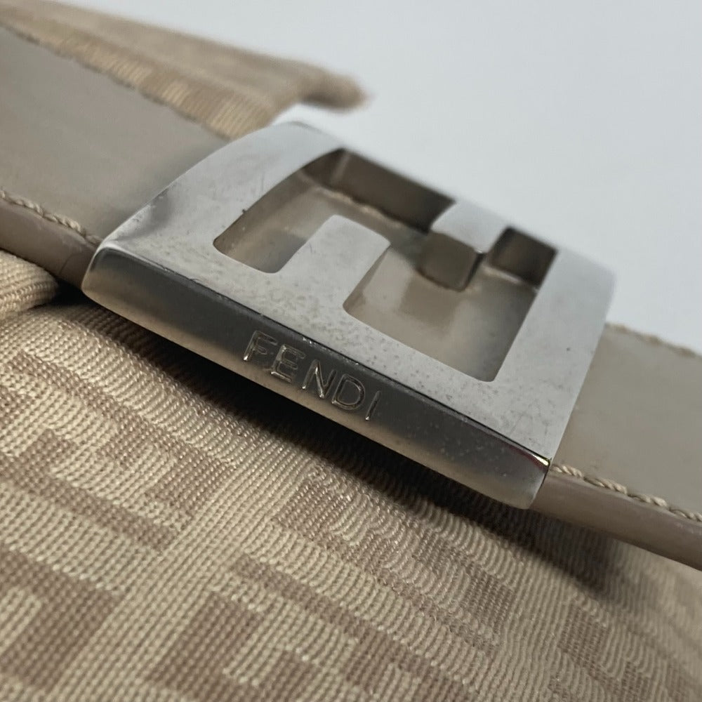 FENDI Shoulder Bag 8BT075 Leather / canvas beige flap logo Zucchino Women Used