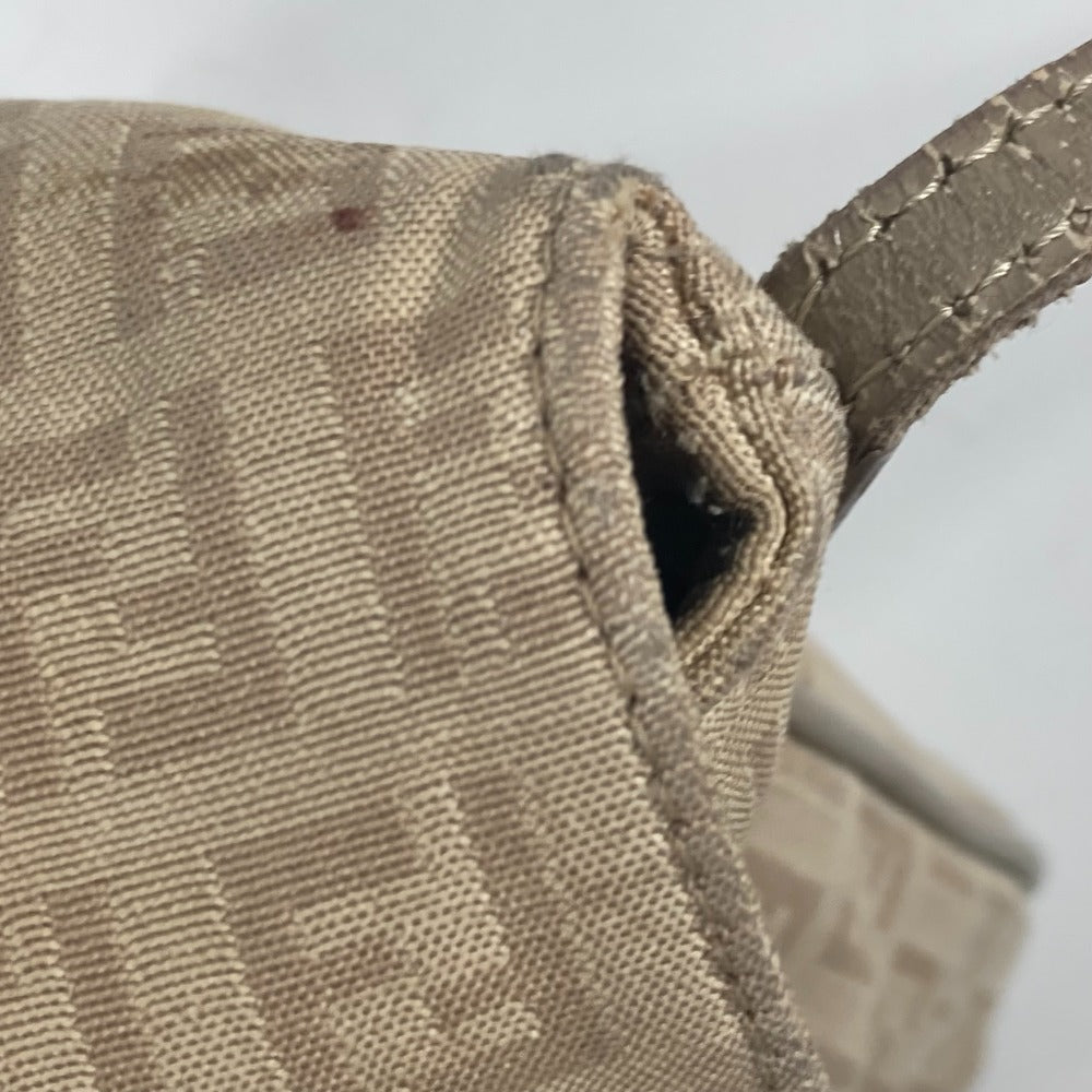 FENDI Shoulder Bag 8BT075 Leather / canvas beige flap logo Zucchino Women Used
