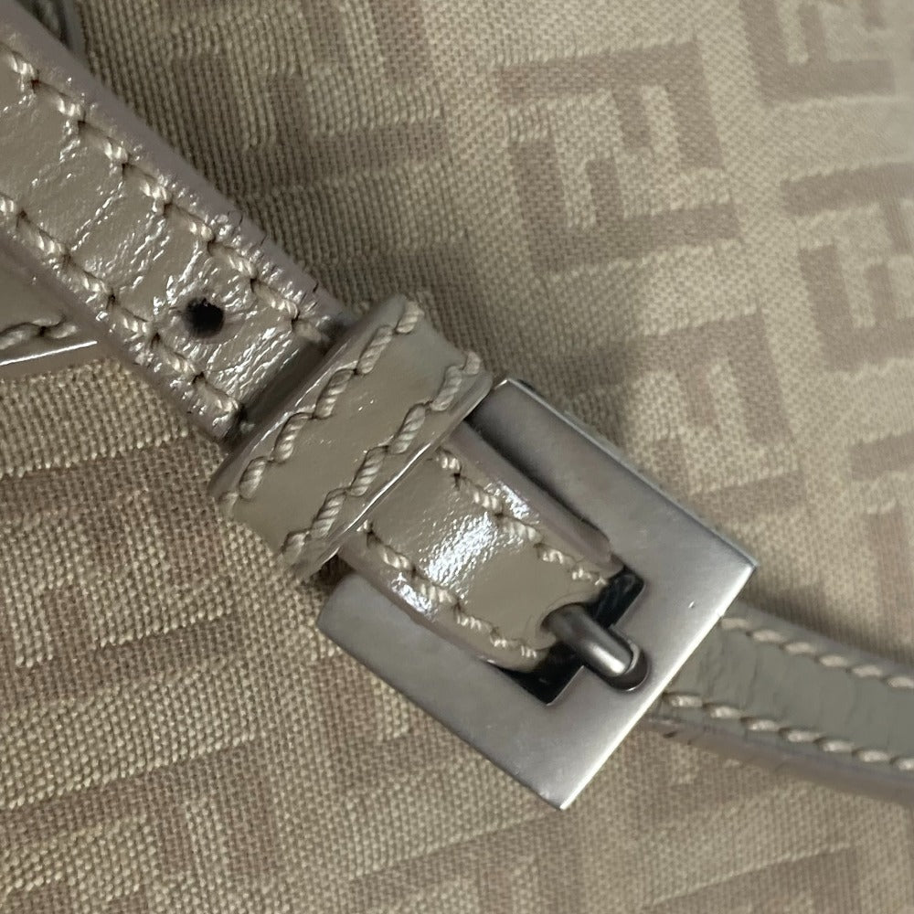 FENDI Shoulder Bag 8BT075 Leather / canvas beige flap logo Zucchino Women Used