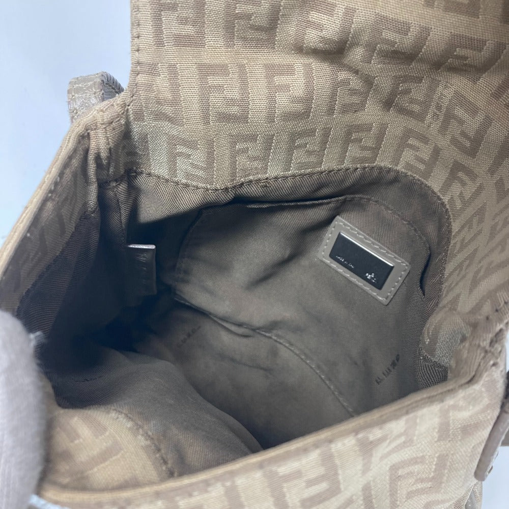 FENDI Shoulder Bag 8BT075 Leather / canvas beige flap logo Zucchino Women Used