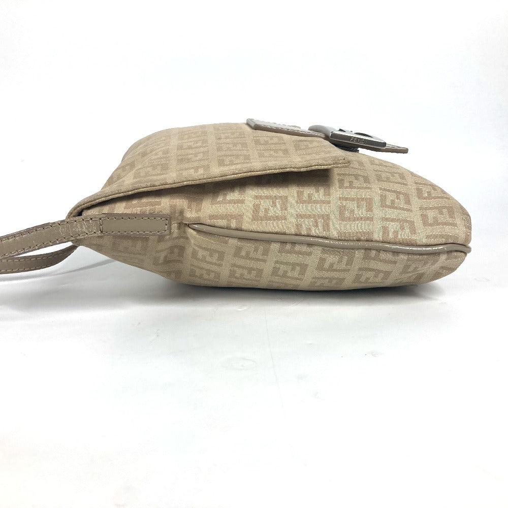 FENDI Shoulder Bag 8BT075 Leather / canvas beige flap logo Zucchino Women Used