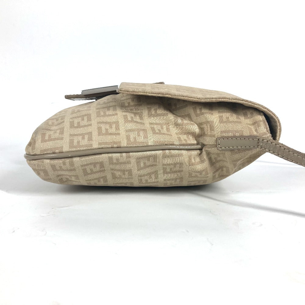 FENDI Shoulder Bag 8BT075 Leather / canvas beige flap logo Zucchino Women Used