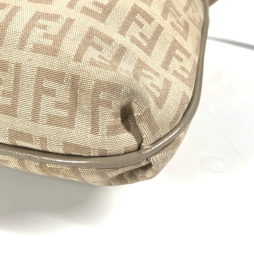 FENDI Shoulder Bag 8BT075 Leather / canvas beige flap logo Zucchino Women Used