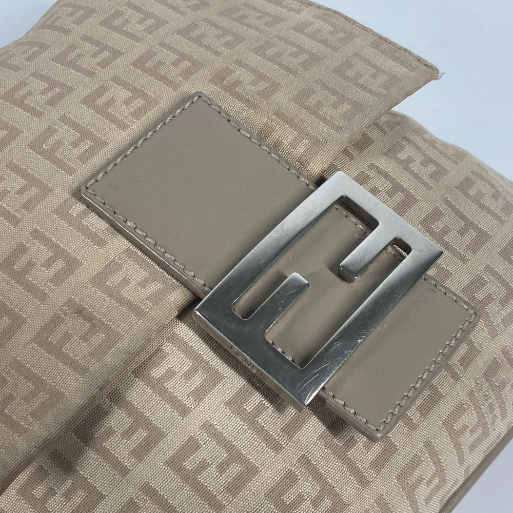 FENDI Shoulder Bag 8BT075 Leather / canvas beige flap logo Zucchino Women Used