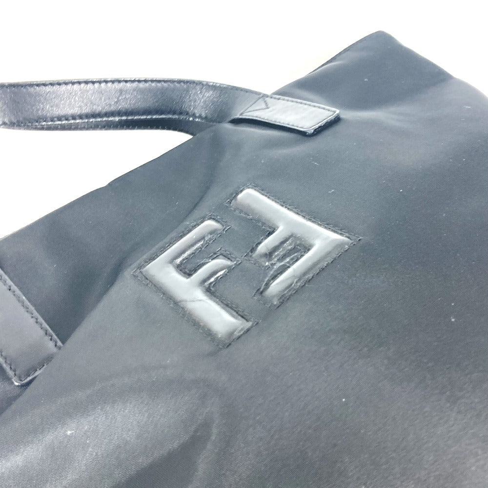 FENDI Shoulder Bag Leather / nylon black vintage FF logo Women Used