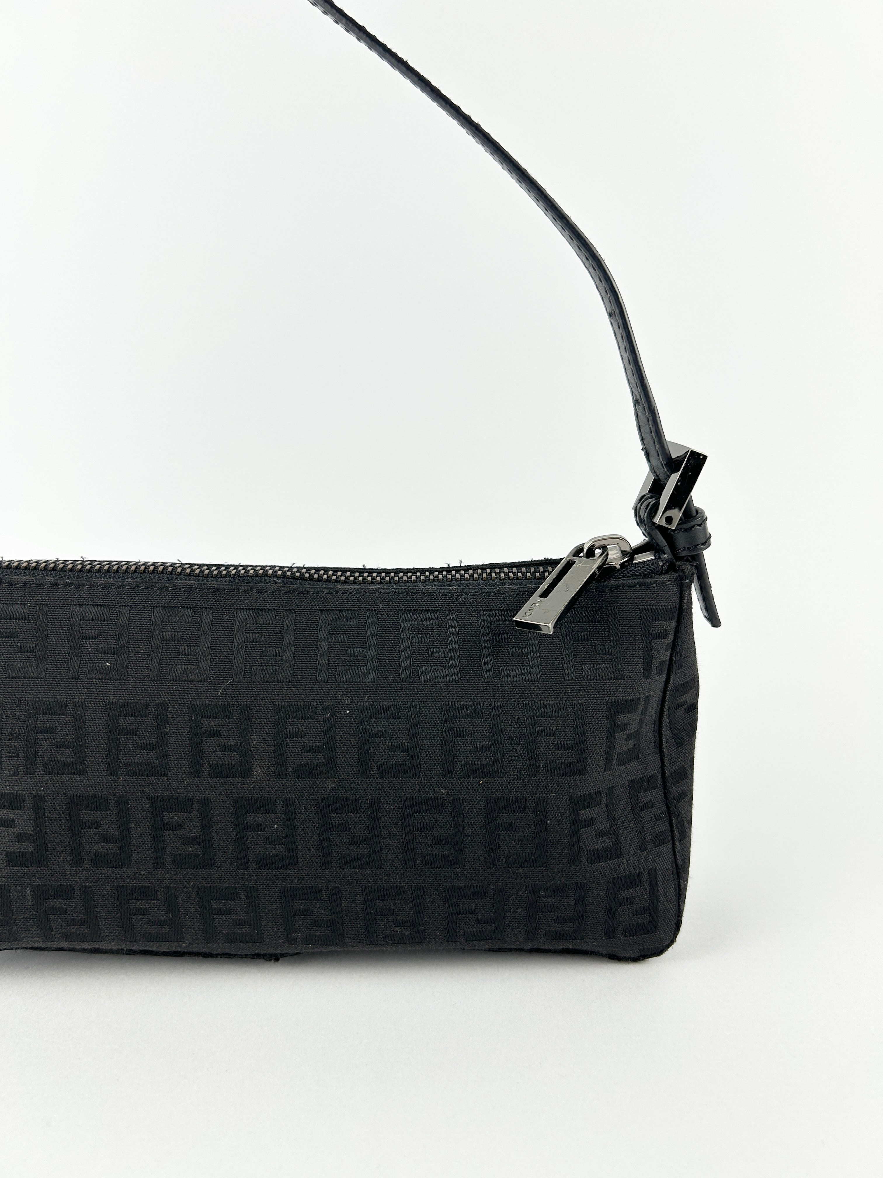 Vintage Fendi Zucca Black Shoulder Bag