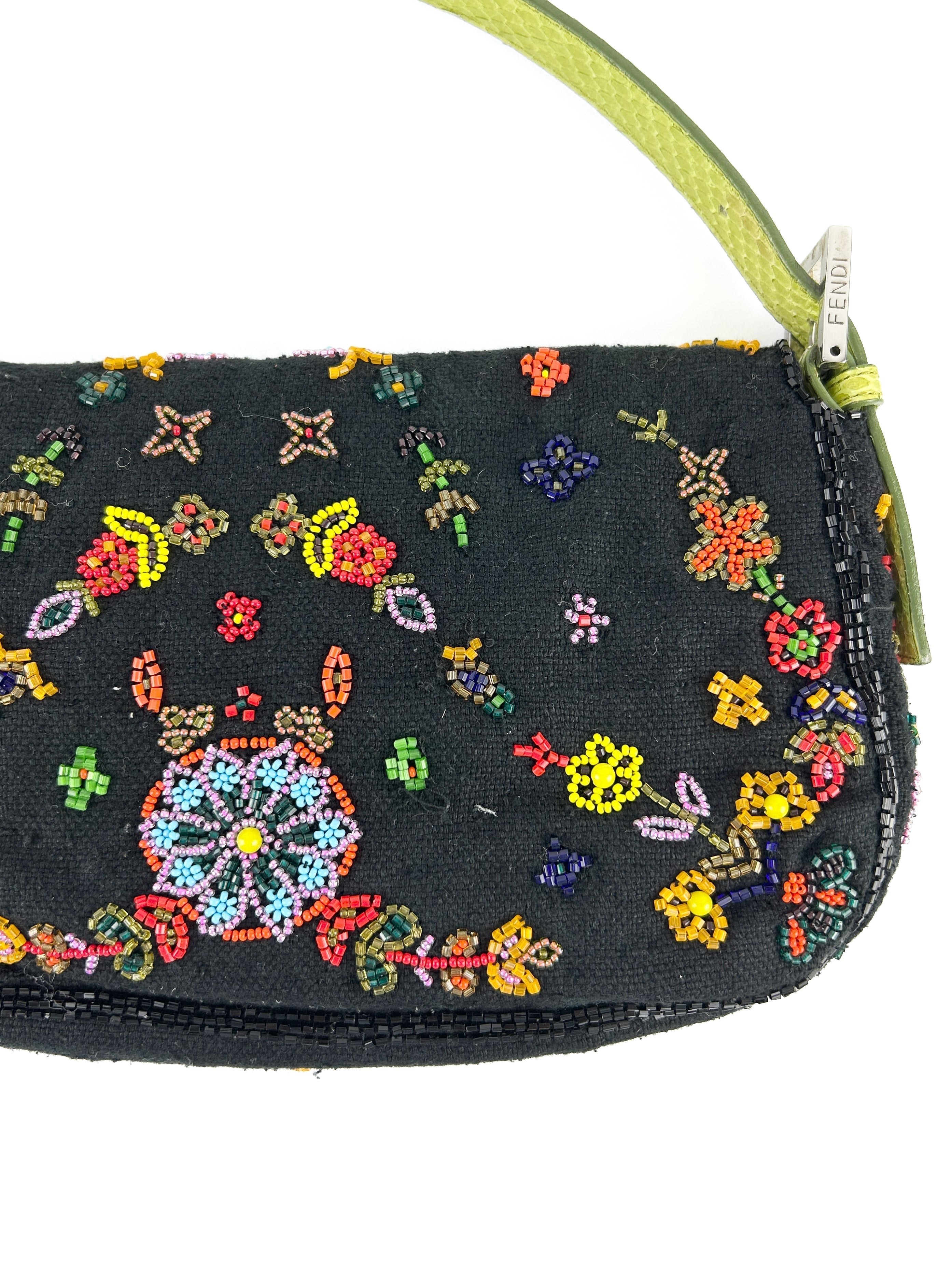 Vintage Fendi Beaded Baguette Shoulder Bag