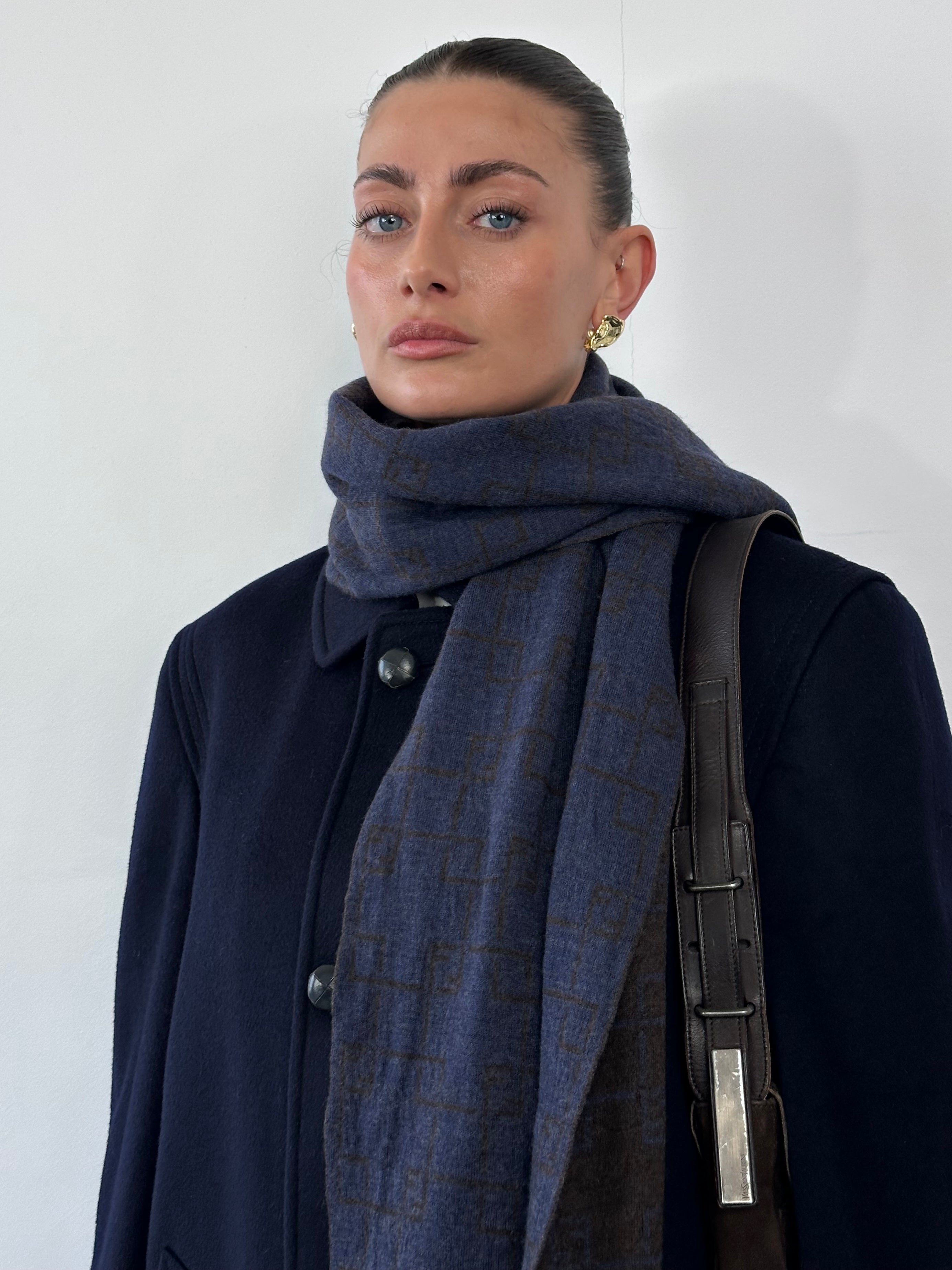 Fendi Wool Check Scarf
