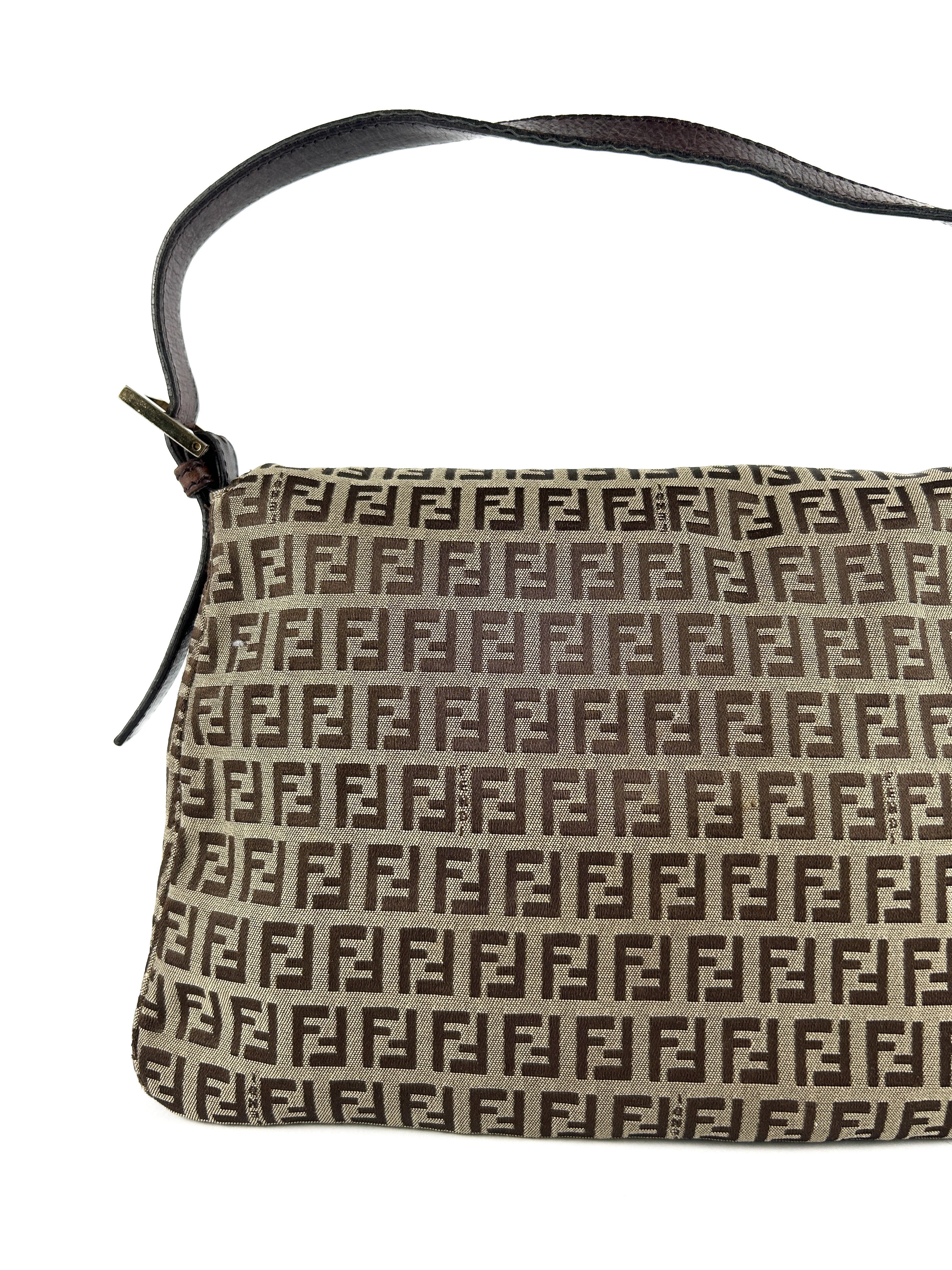 Vintage Fendi Zucca Mamma Baguette Shoulder Bag