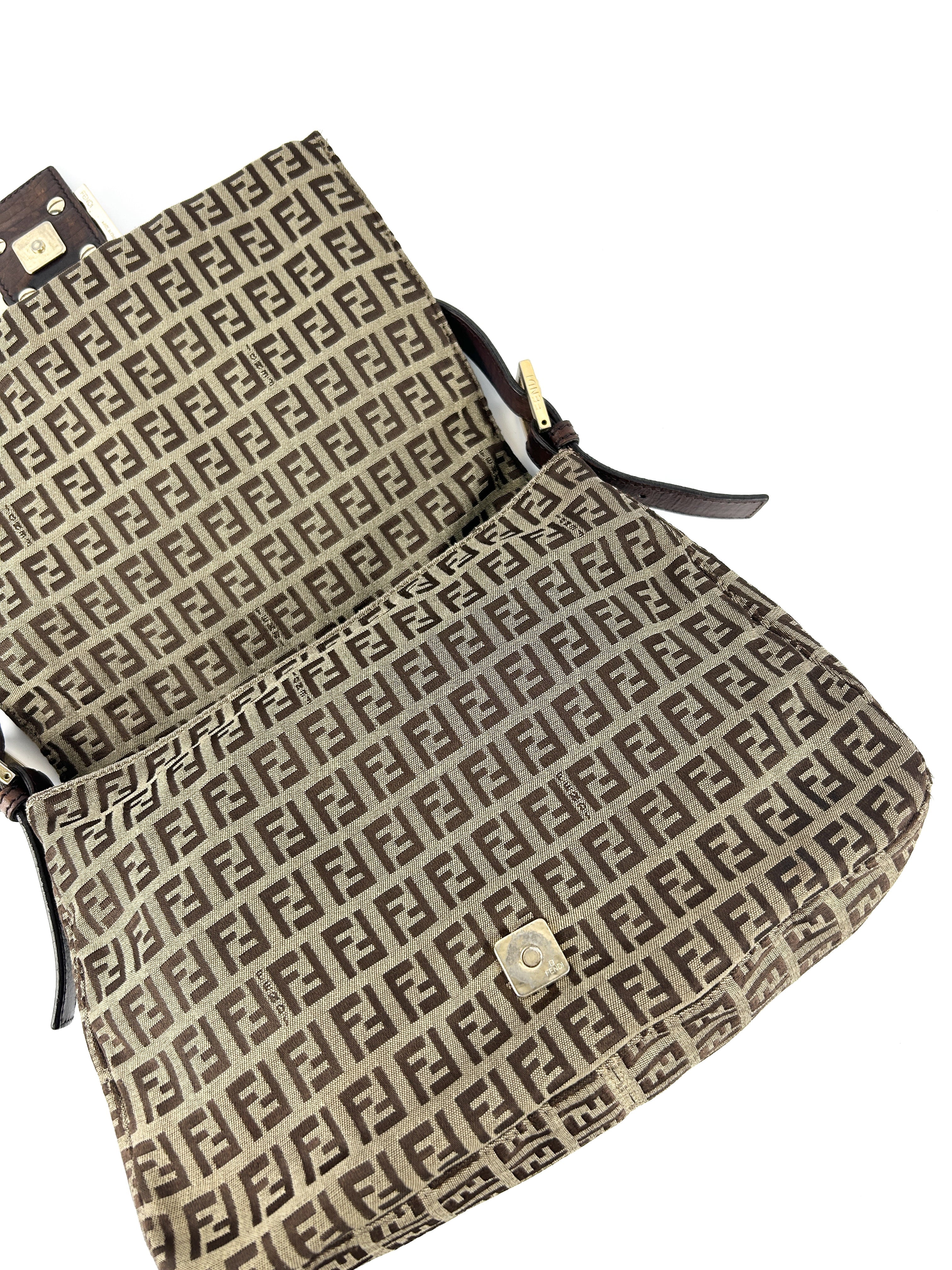Vintage Fendi Zucca Mamma Baguette Shoulder Bag