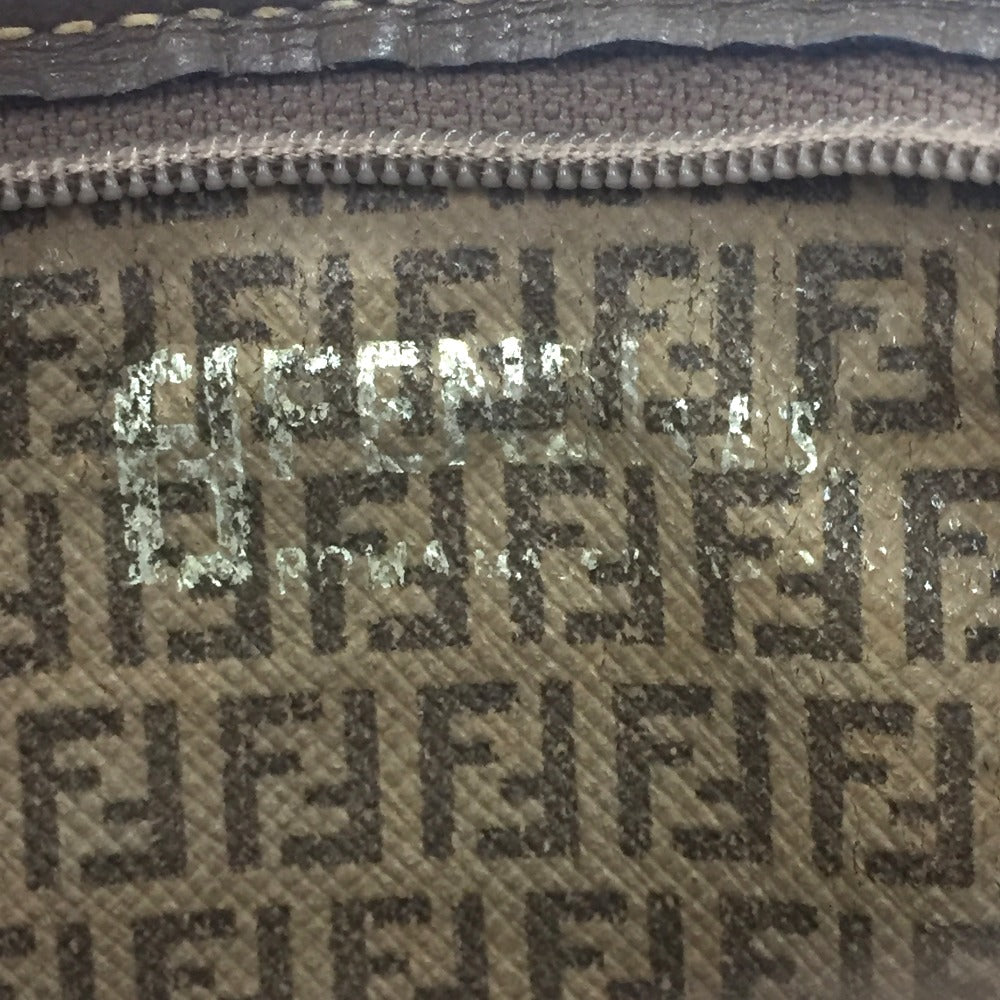 FENDI Shoulder Bag Plastics/Leather Brown Crossbody FF Zucca Pattern Women Used