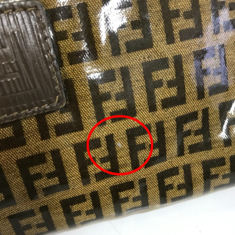 FENDI Shoulder Bag Plastics/Leather Brown Crossbody FF Zucca Pattern Women Used