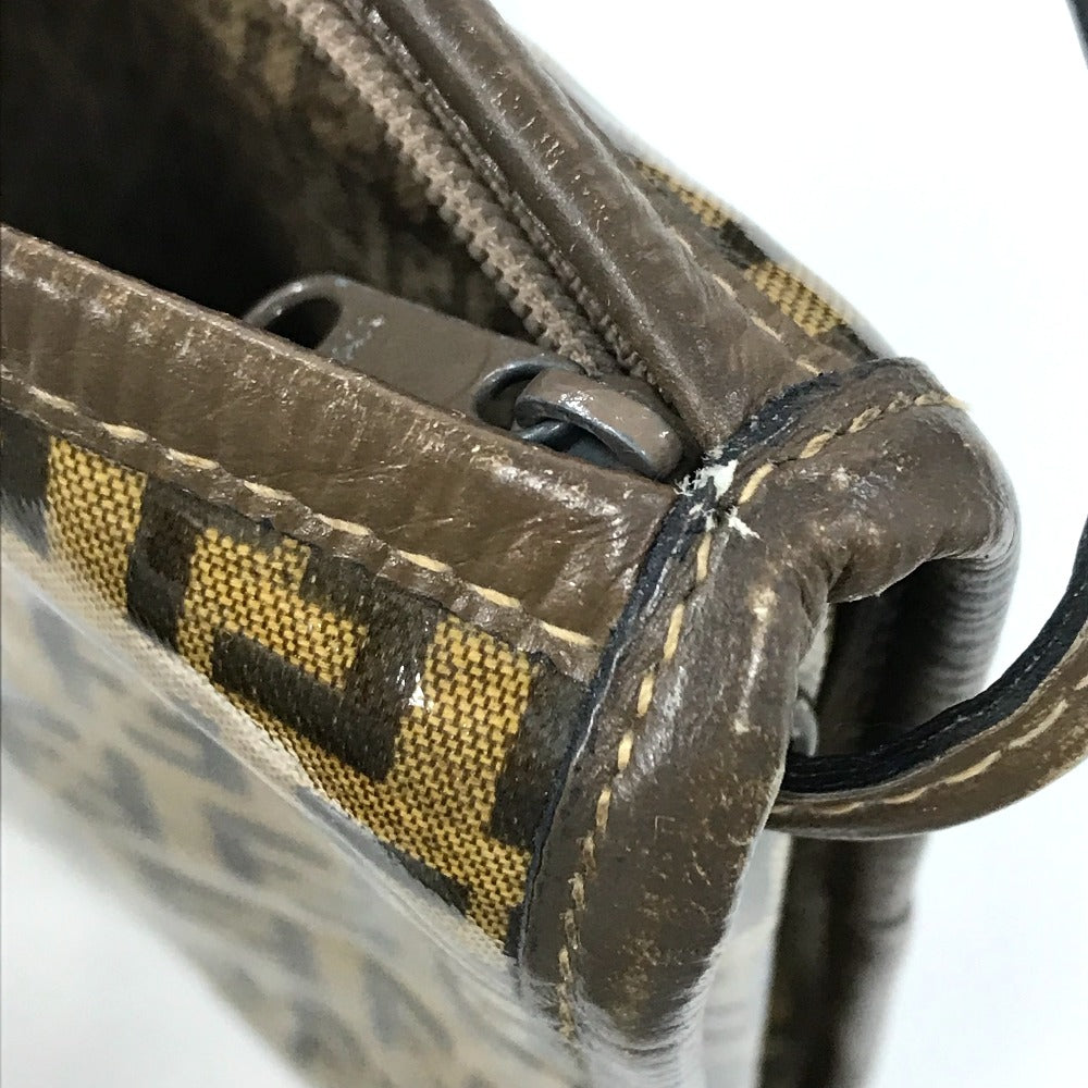 FENDI Shoulder Bag Plastics/Leather Brown Crossbody FF Zucca Pattern Women Used