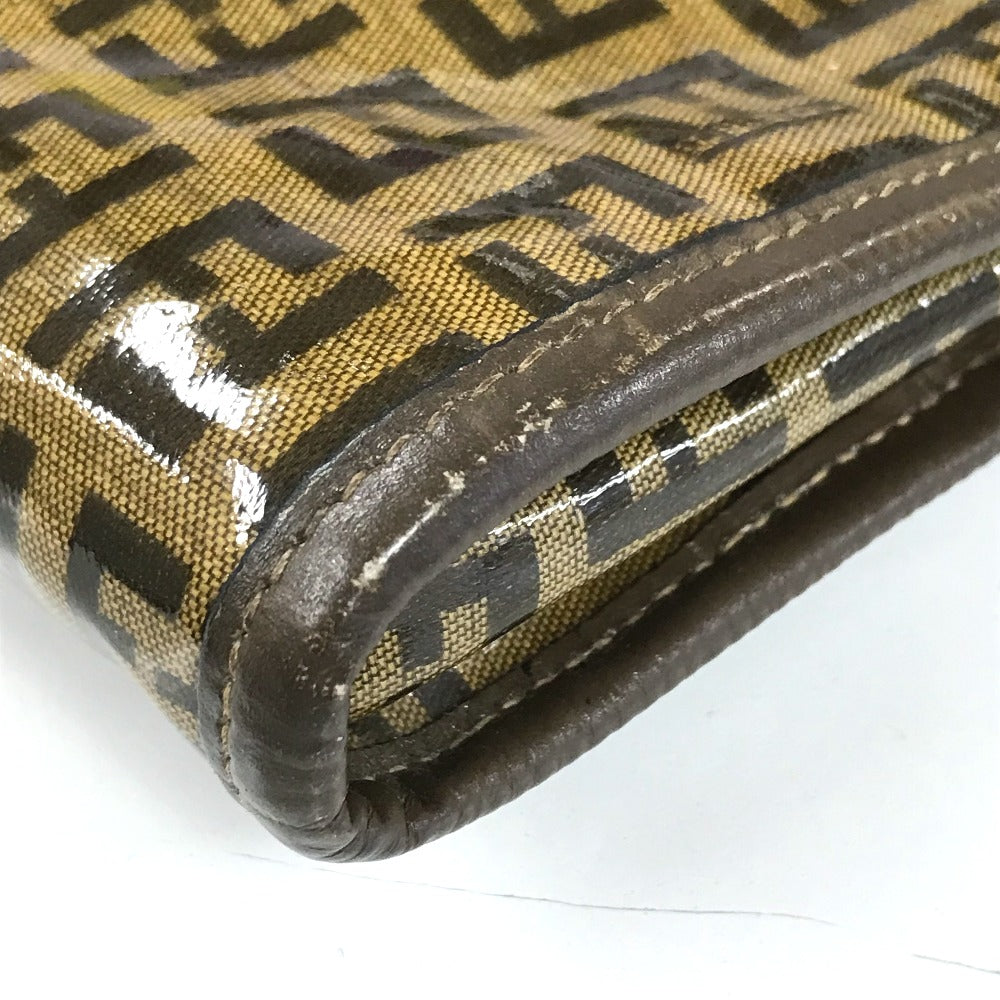 FENDI Shoulder Bag Plastics/Leather Brown Crossbody FF Zucca Pattern Women Used