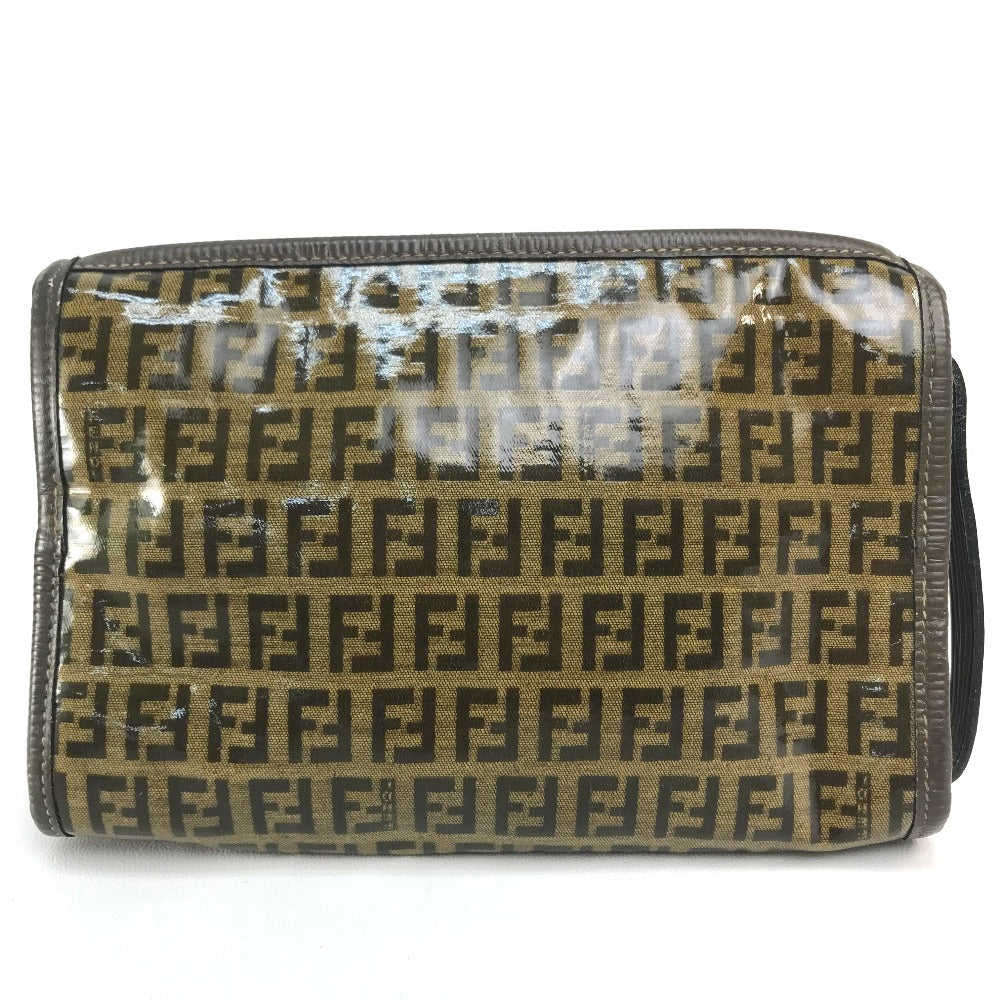 FENDI Shoulder Bag Plastics/Leather Brown Crossbody FF Zucca Pattern Women Used
